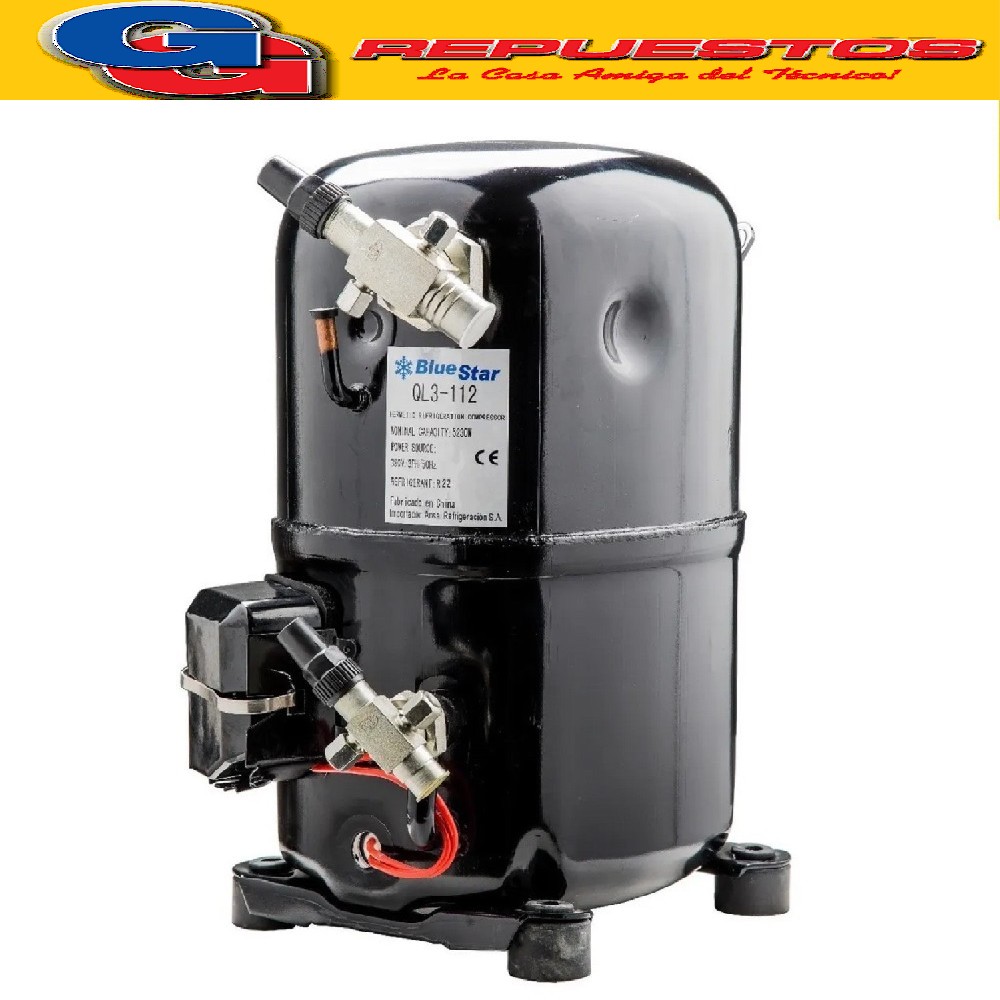 MOTOCOMPRESOR BLUESTAR 7HP-M22-QR3134 DE 10800 FRIGORIAS PAR A R22 TRIFASICO qr3-134 CONEXIONES CON CAÑOS 5/8 y 7/8 MEDIA TEMPERATURA