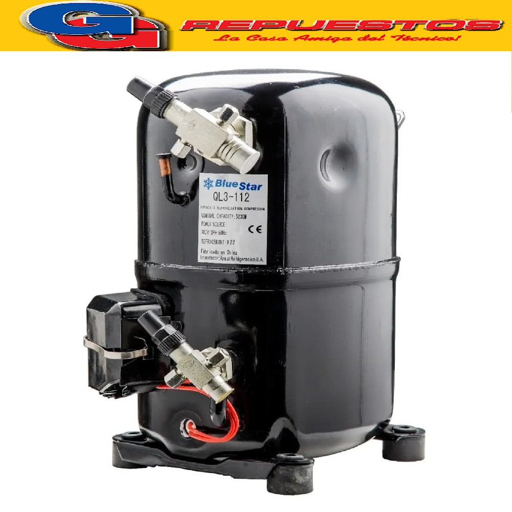 MOTOCOMPRESOR BLUESTAR 3HP-M404-QR374 DE 6300 FRIGORIAS TRIF ASICO PARA GAS R404 COMPATIBLE CON R22 MEDIA TEMPERATURA