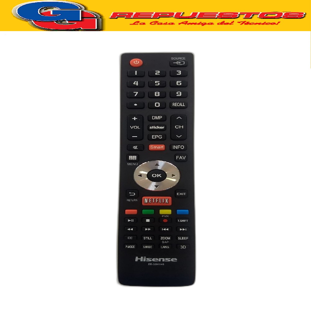 CONTROL REMOTO ORIGINAL LED BGH SANYO/JVC NETFLIX IGUAL A 3843 R6843 SMART RC-ER33911HS