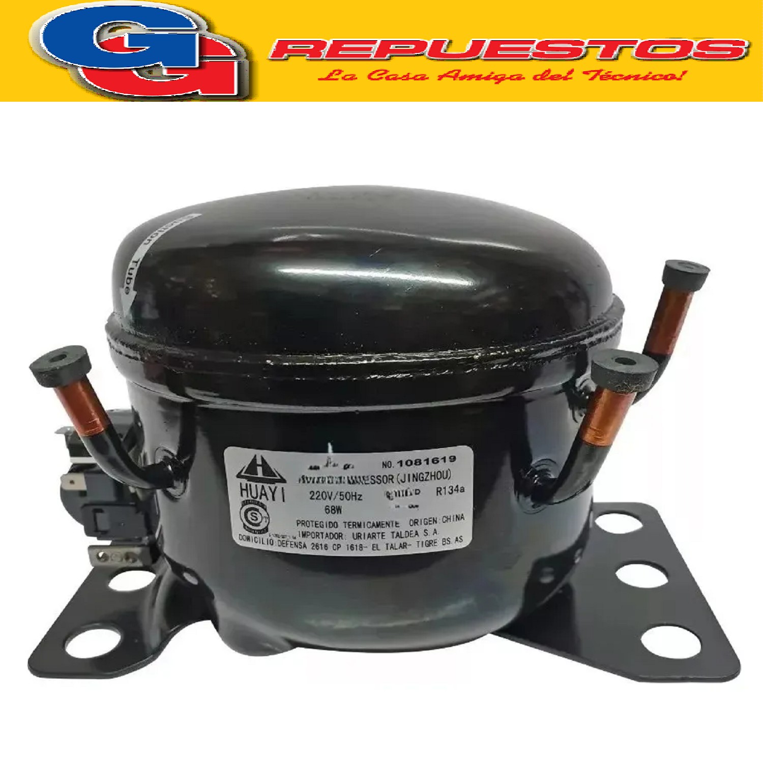MOTOCOMPRESOR HUAYI 1/12 HP R134A DUAL R12 PARA DISPENSER Y  HELADERAS