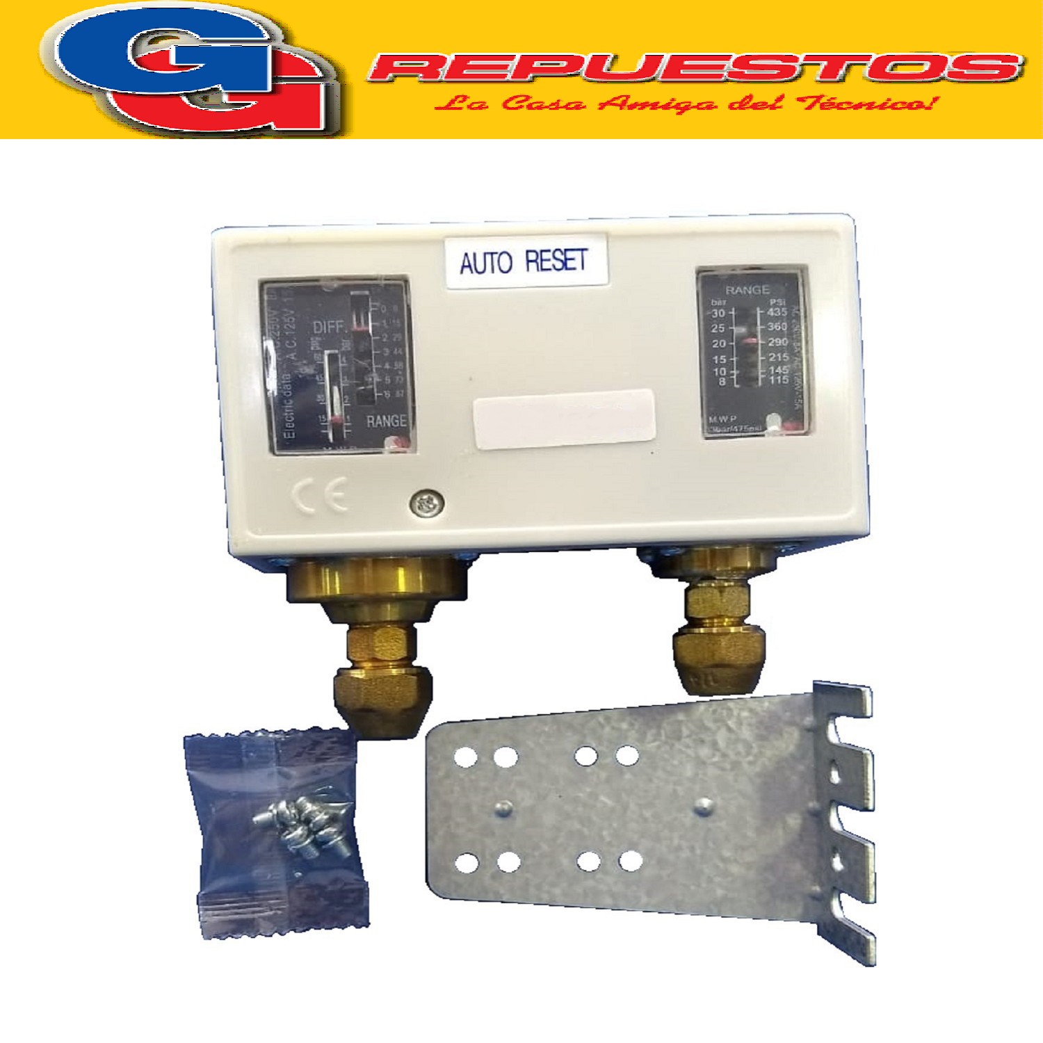 PRESOSTATO HLP830--AyB -0.5/30-Automatico CONEXION 1/4 MARC A BLUESTAR O COOLTECH