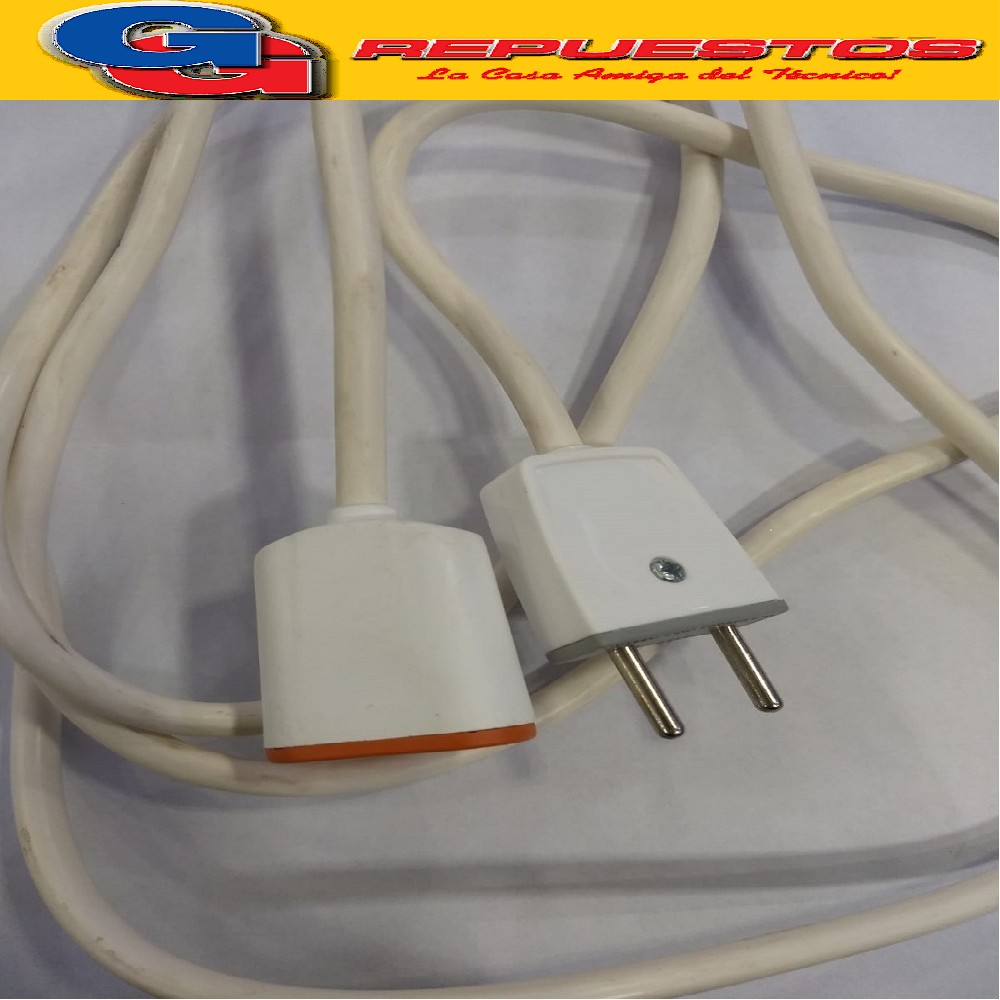 PROLONGACION PARA CALEFON MACHO/PLANCHA 2MTS COLOR BLANCO CABLE ARMADO