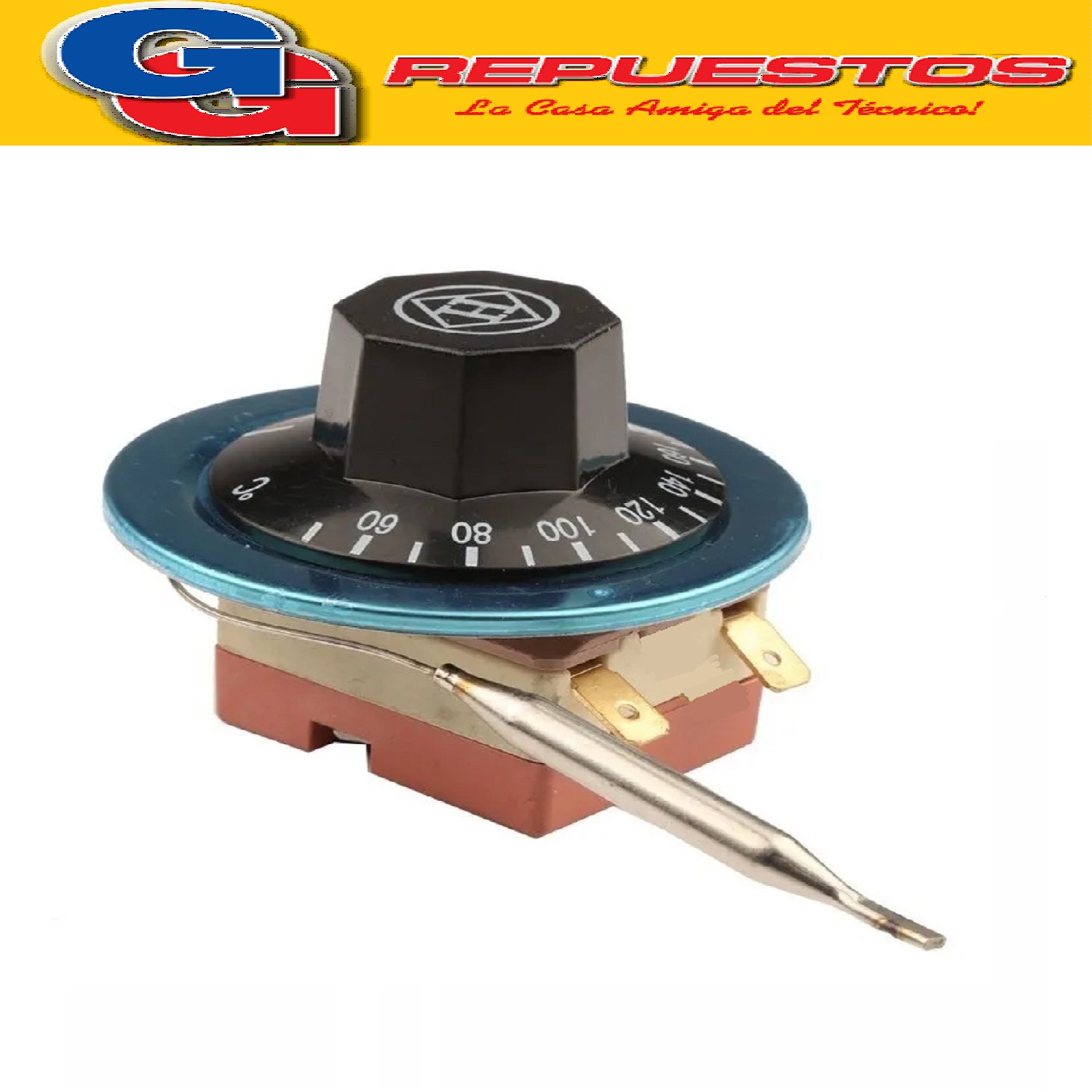 TERMOSTATO BULBO CAPILAR 50 / 300°C Termostato de Dial para  calentador de horno y refrigerador, interruptor de Control de temperatura ajustable de 2 pines, 50-300 Celsius.
BULBO DE 90CM. 250V, CAPACIDAD DE CONTACTOS DE 16A.