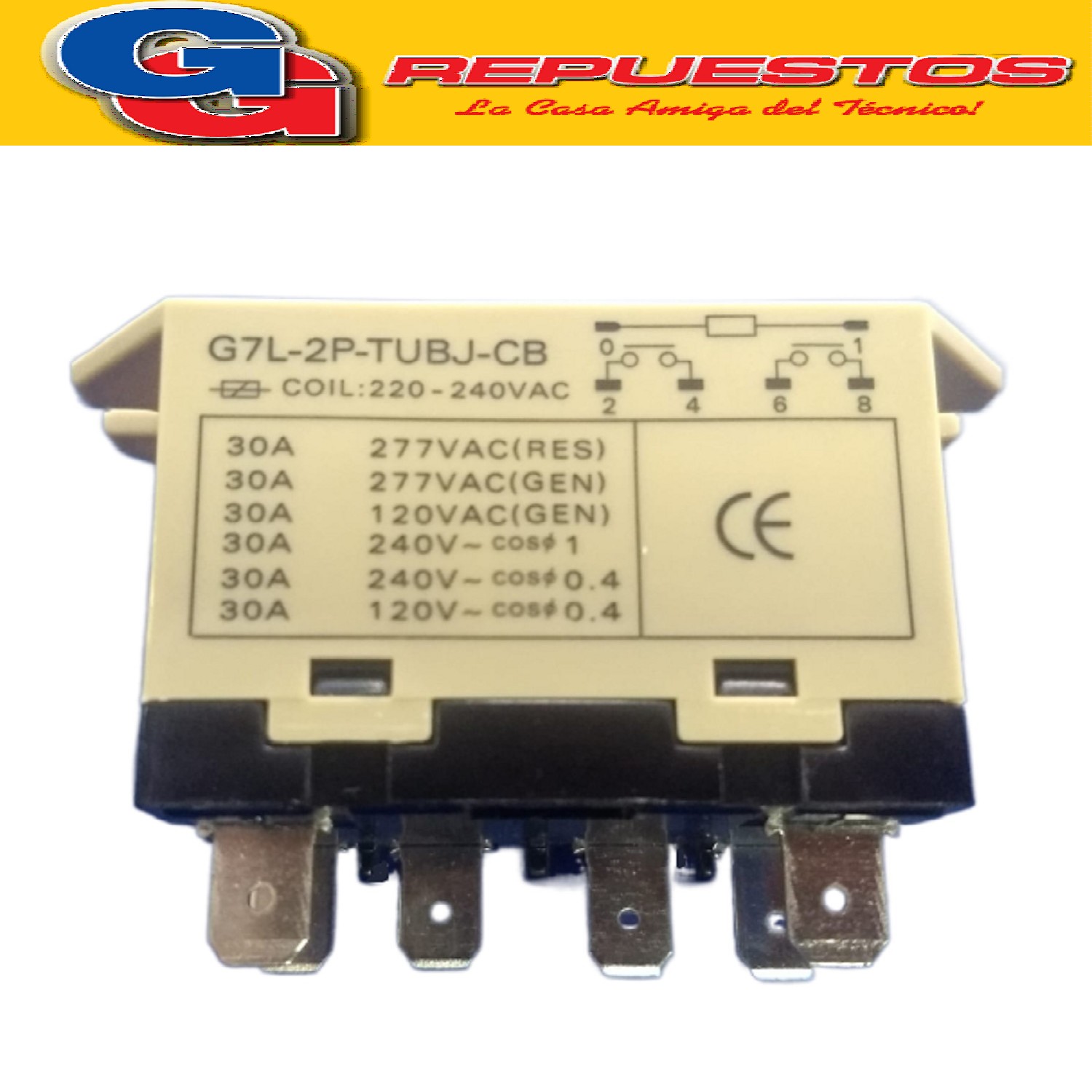 RELAY OMRON G7L 2A TUBL CD AIRE ACONDICIONADO 6 CONTACTOS  ( 0-1-2-4-6-8) Produttore: CE 30A 220-240V G7L-2P-TUBJ-CB. RELAY OMRON G7L 2A TUB PROTECT.RESISTENCIA LAV.WHIRLPOOL WFE61A-WFE71A-WFE81A-WNQ65AB WNQ66A-WNQ75AB WNQ76A WNQ85AB/AN/AS-WNQ86A Cod.Origen: 326075002 (WHIRLPOOL)
701026781 (DREAN ALLADIO) 