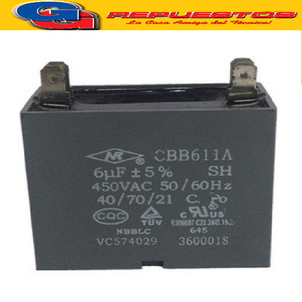 CAPACITOR 6uF X 450V CUADRADO CON PALA 