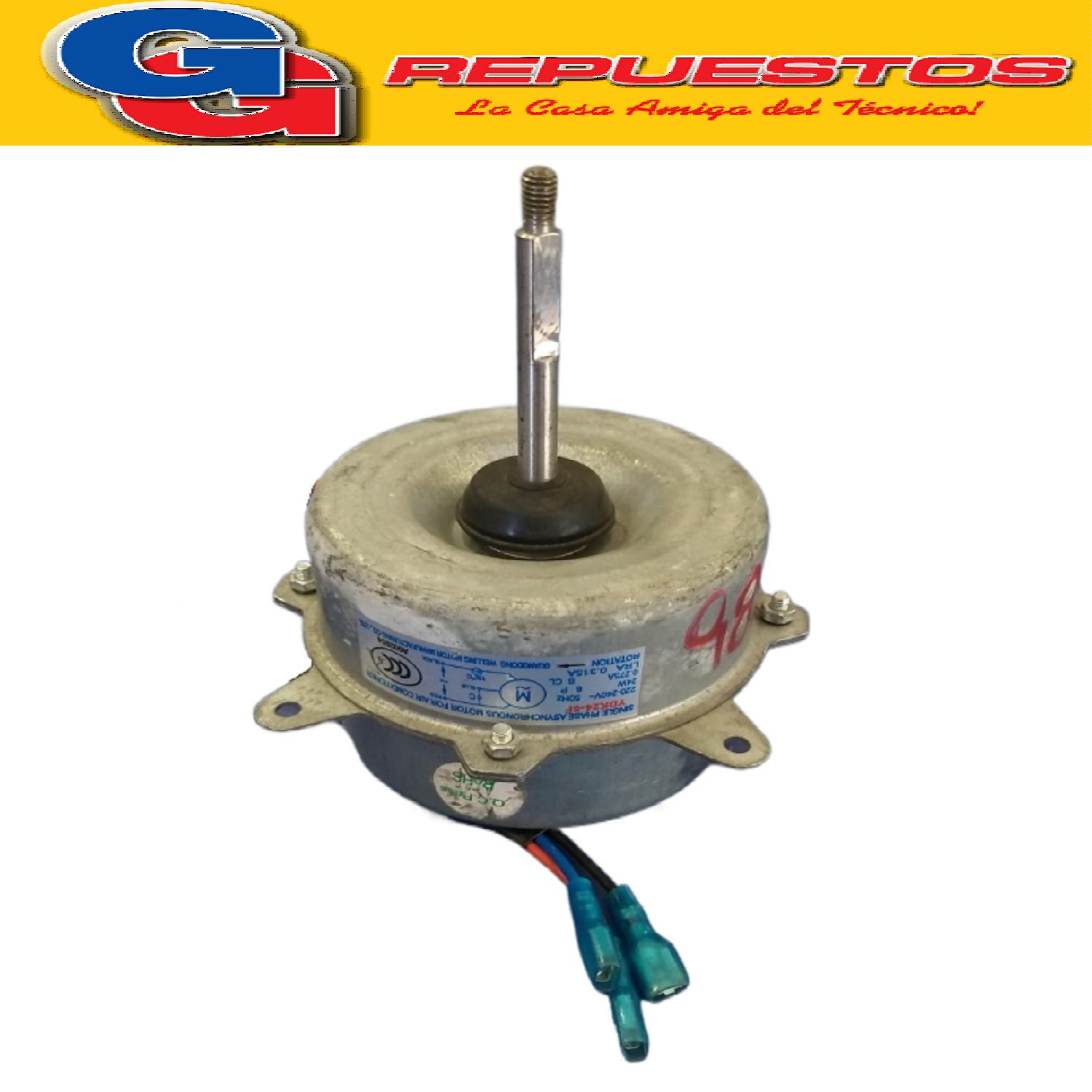 FORZADOR MOTOR CONDENSADOR AIRE ACONDICIONADO SPLIT YDK24-6F GIRO HORARIO EJE 8MM 220-240V 24W 0.275A LRA 0.315A A002854 SINGLE PHASE ASYNCHRONOUS MOTOR FOR AIR CONDITIONER