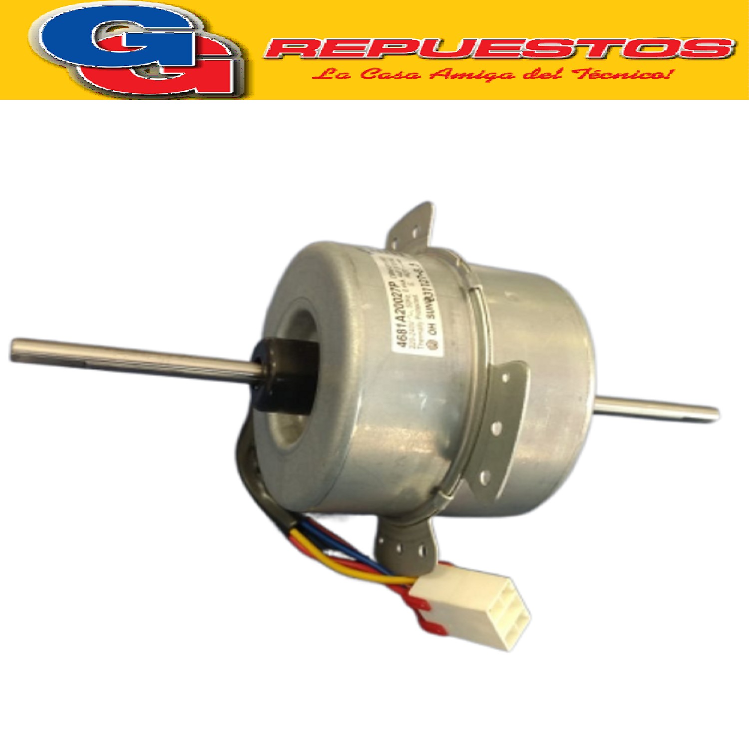 FORZADOR MOTOR CONDENSADOR AIRE VENTANA 4681A20027P 220-240V 50Hz 0.44A 4uF OBM-2010P2 31127-8.5 OH SUN 3 VELOCIDADES EJE DOBLE 8MM