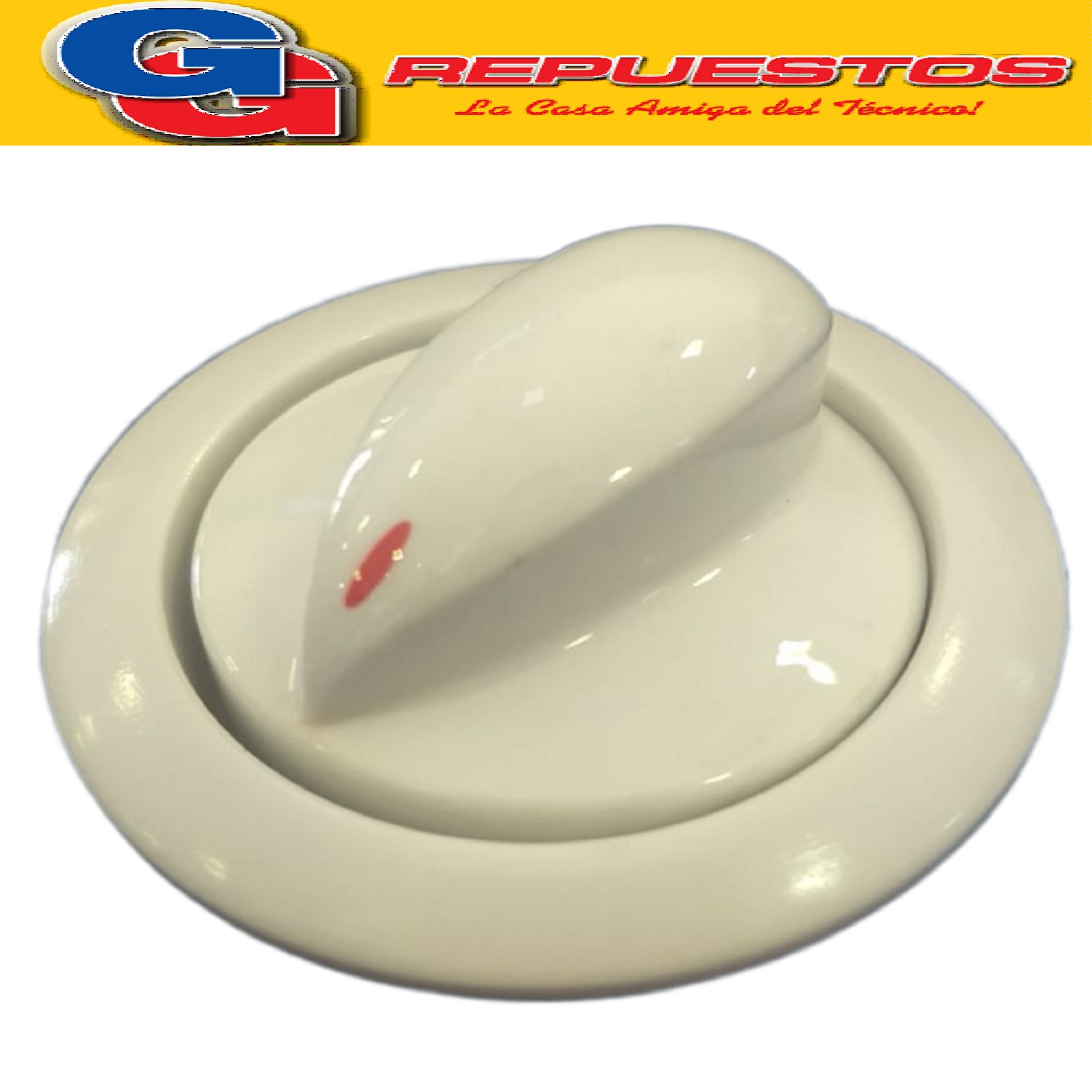 VOLANTE PERILLA COCINA MACOSER NUEVA BLANCA Ø 8 MM / PERILLA CON ARO Y RESORTE / DIAMETRO DEL EJE 8 MM