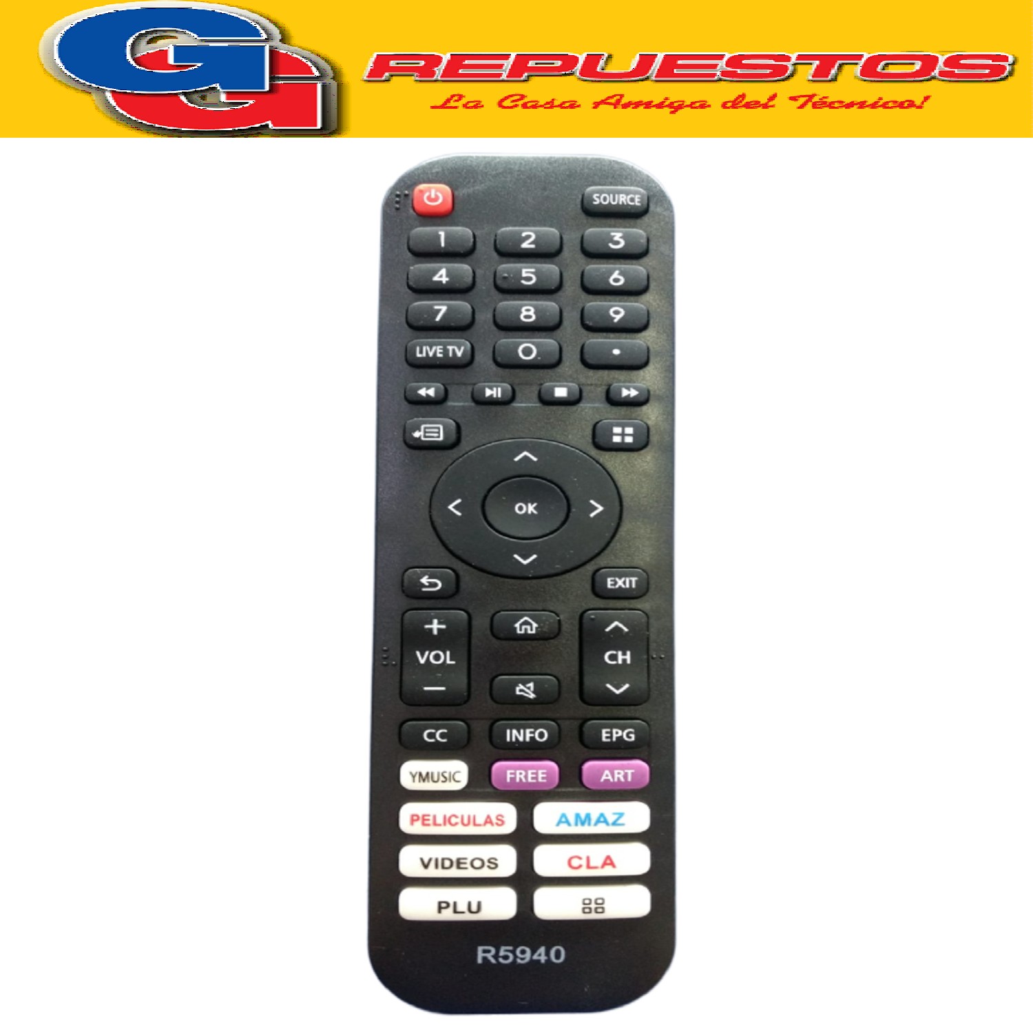 CONTROL REMOTO TV LED SMART COMPATIBLE CON SANYO, NOBLEX,    HISENSE, ADMIRAL, SANSEI, TEDGE, PHILCO, BGH, JVC