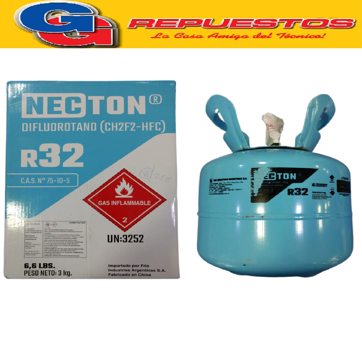 GARRAFA GAS R32 NECTON 3 KG