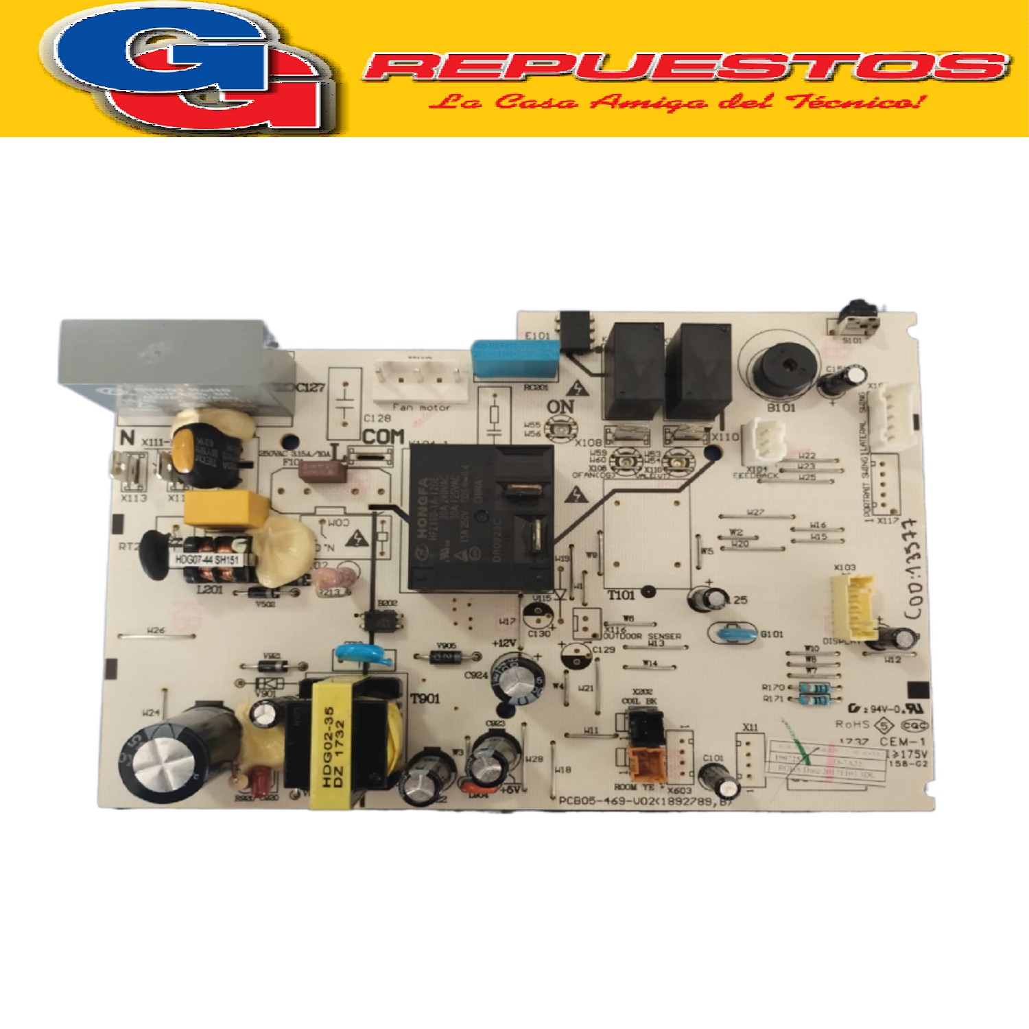 PLAQUETA AIRE ACONDICIONADO SPLIT HISENSE UNIDAD INTERIOR /  PCB05-469-V02