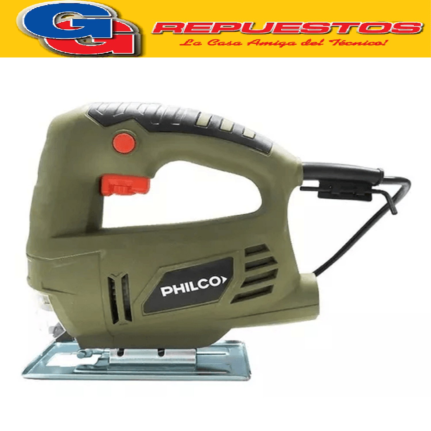 SIERRA CALADORA PHILCO 350W VELOCIDAD 3000 RPM - PROFUNDIDAD EN MADERA 60 MM - PROFUNDIDAD EN ALUMINIO 10 MM - PROFUNDIDAD EN ACERO DE 5 MM - INTERRUPTOR DE BLOQUEO PARA USO CONTINUO GARANTÍA 12 MESES