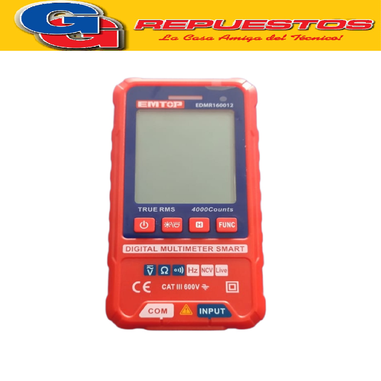 MULTIMETRO TESTER DIGITAL AUTORANDO HASTA 600V CON NCV (BUSC APOLO INDUCTIVO) INCLUIDO MARCA EMTOP DIGITAL MULTIMETER EDMR160012