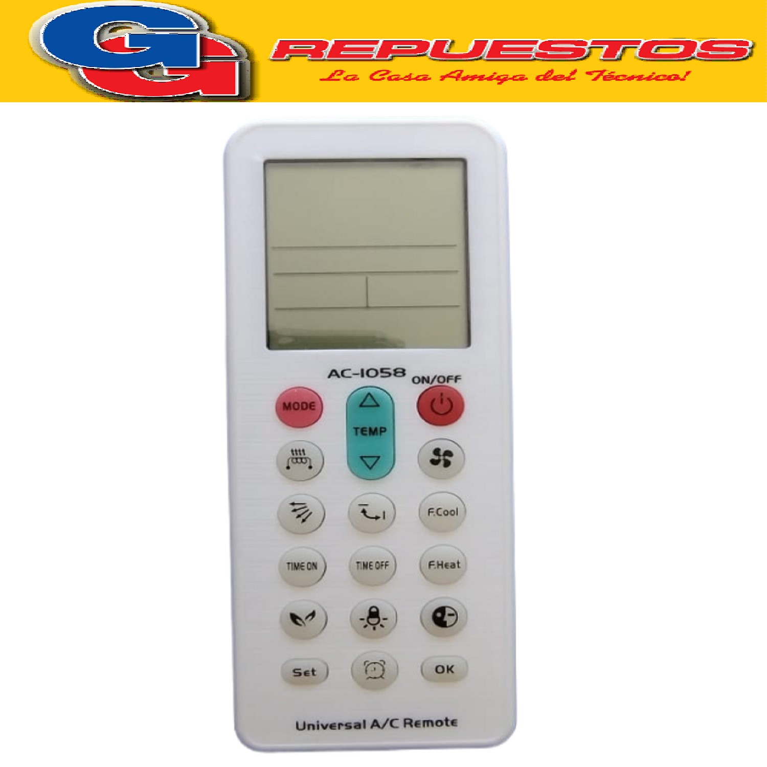 CONTROL REMOTO PARA AIRE ACONDICIONADO UNIVERSAL AC-1058 HAS TA 1000 CODIGOS COMPATIBLE CON LA MAYORIA DE MARCAS AUTOBUSQUEDA