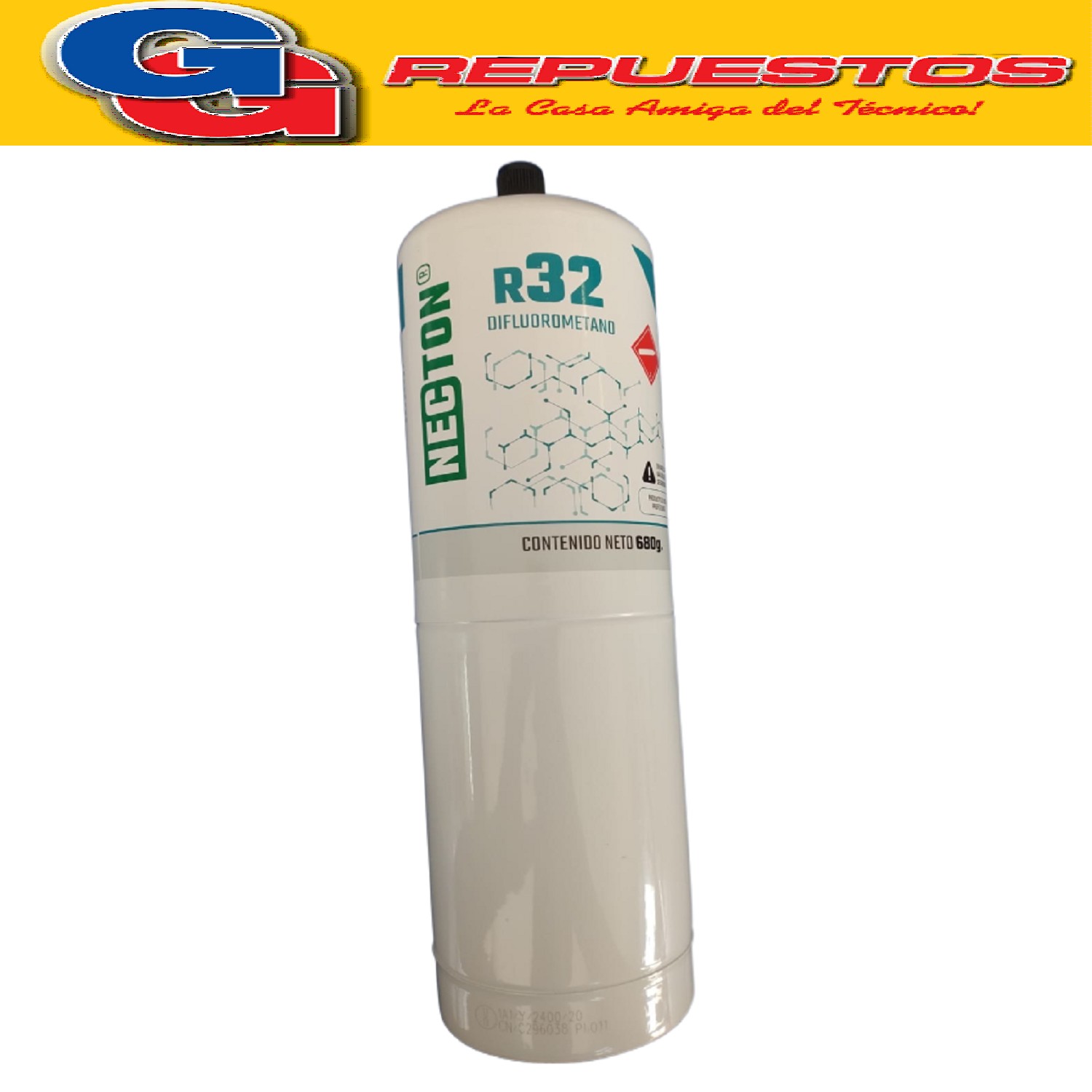 LATA DE GAS R32 X 680GRS DIFLUOROMETANO MARCA NECTON ROSCA 1 /4