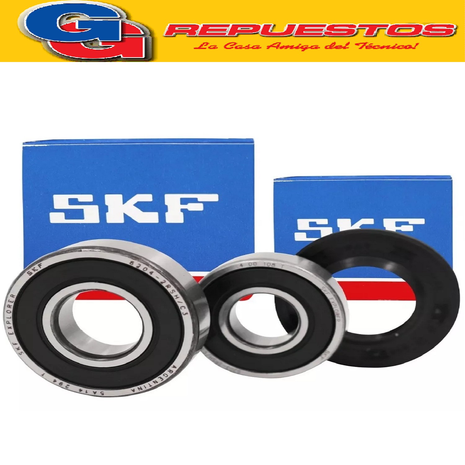 KIT RODAMIENTOS CON RETEN DREAN EXCELLEN BLUE 6203-6204  6.0 DREAN NEXT 6-6.08-6.09-7.09-7.10 LAVAURORA 6206-6209-6306-6309-7209 ELECTROLUX ELAF07W, WHIRLPOOL WFE61-WFE71-WNQ65AB-66A-75AB-76A, ESLABON EFE60A-E70A-ENQ60AB-61A-70AB-71A, PATRIOT 515, COVENTRY LCF 505-506-508 A, WHITE WESTINHOUSE