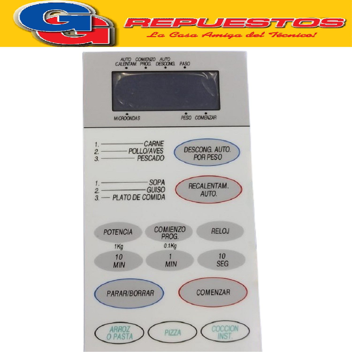 TECLADO FRENTE DE PARA MICROONDAS BGH