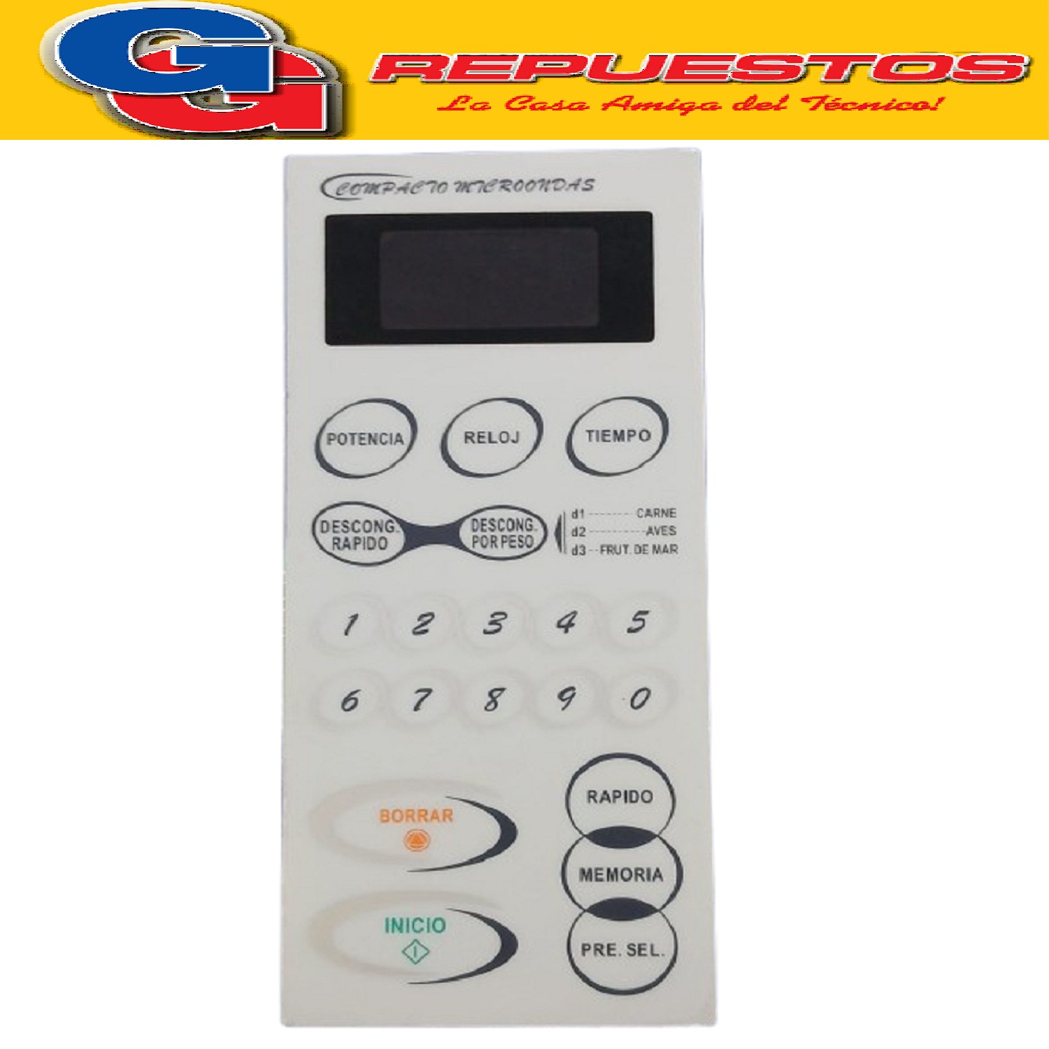 TECLADO DE MICROONDAS PARA Md184 Smeg