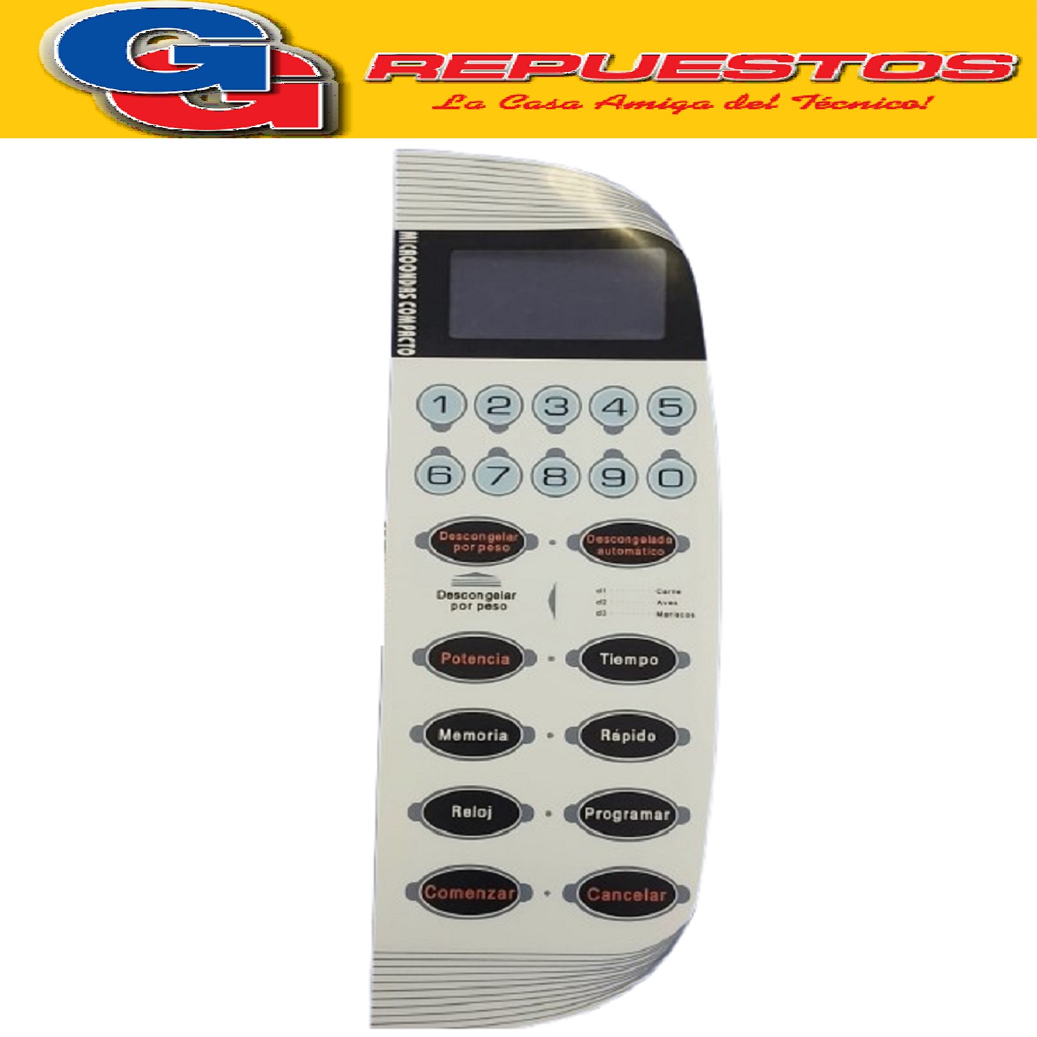 TECLADO DE FRENTE MICROONDAS  SERIE DORADA Wp900al23ks