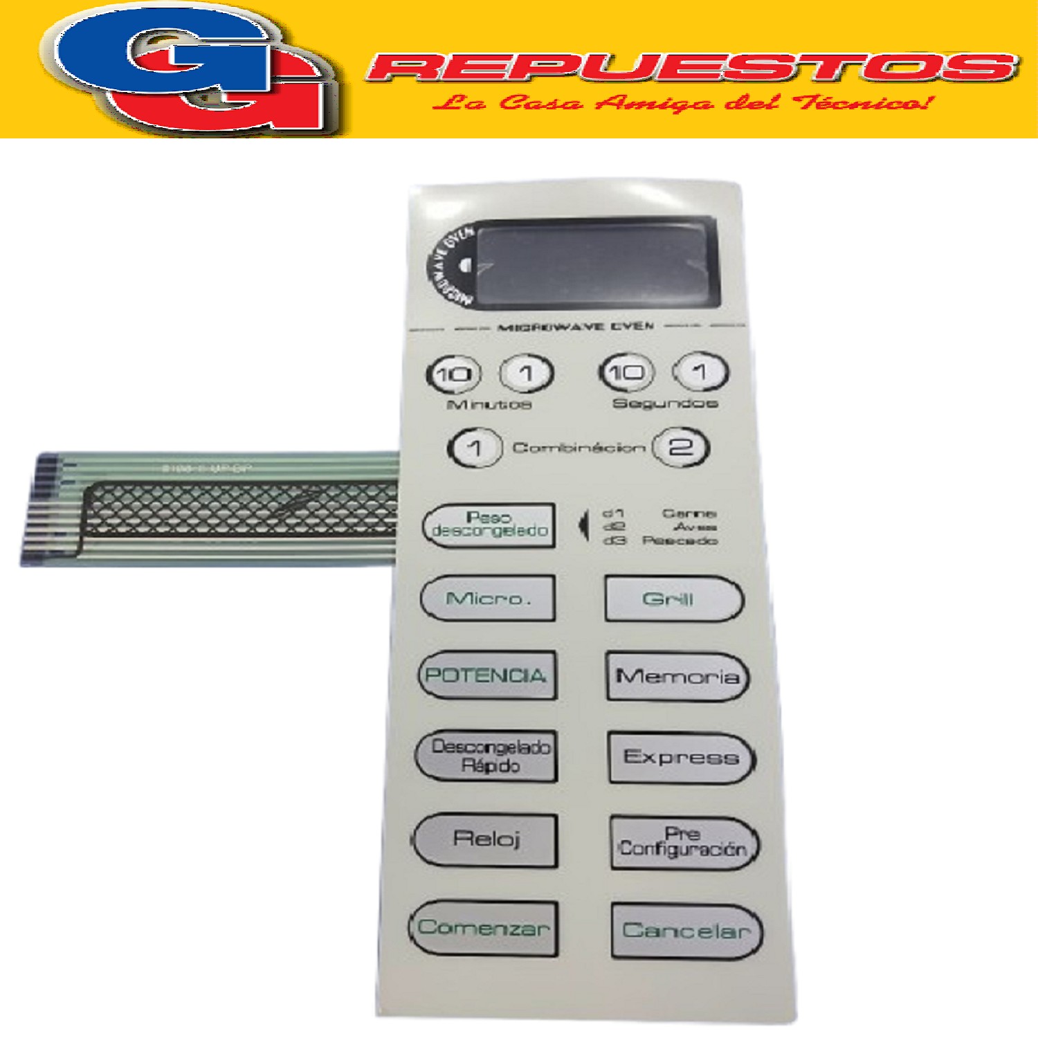 TECLADO FRENTE MICROONDAS SERIE DORADA Nd900 Md218