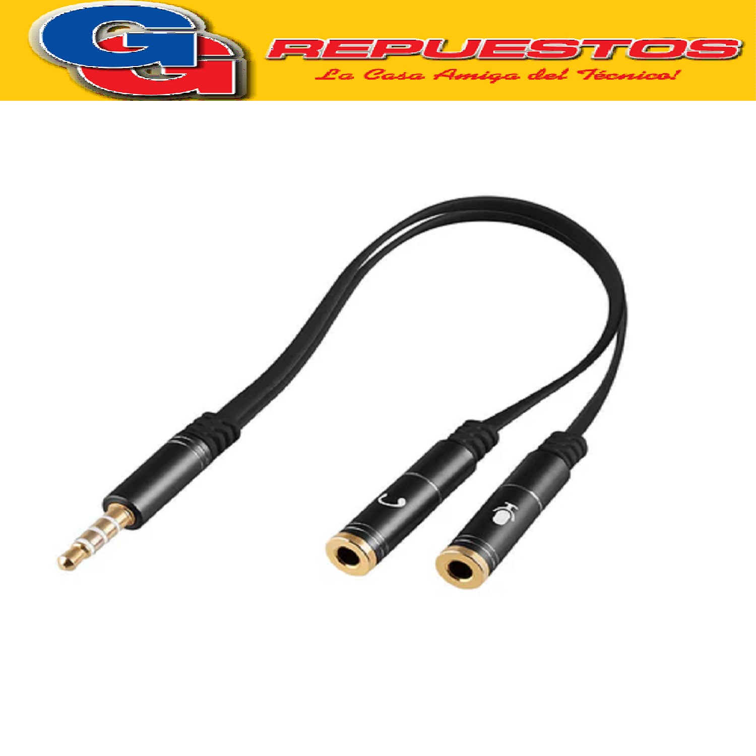CABLE DE EXTENSION AUXILIAR PARA AURICULARES DIVISOR DE  AUD IO CON MICROFONO Y CONECTOR DE 3.5MM 