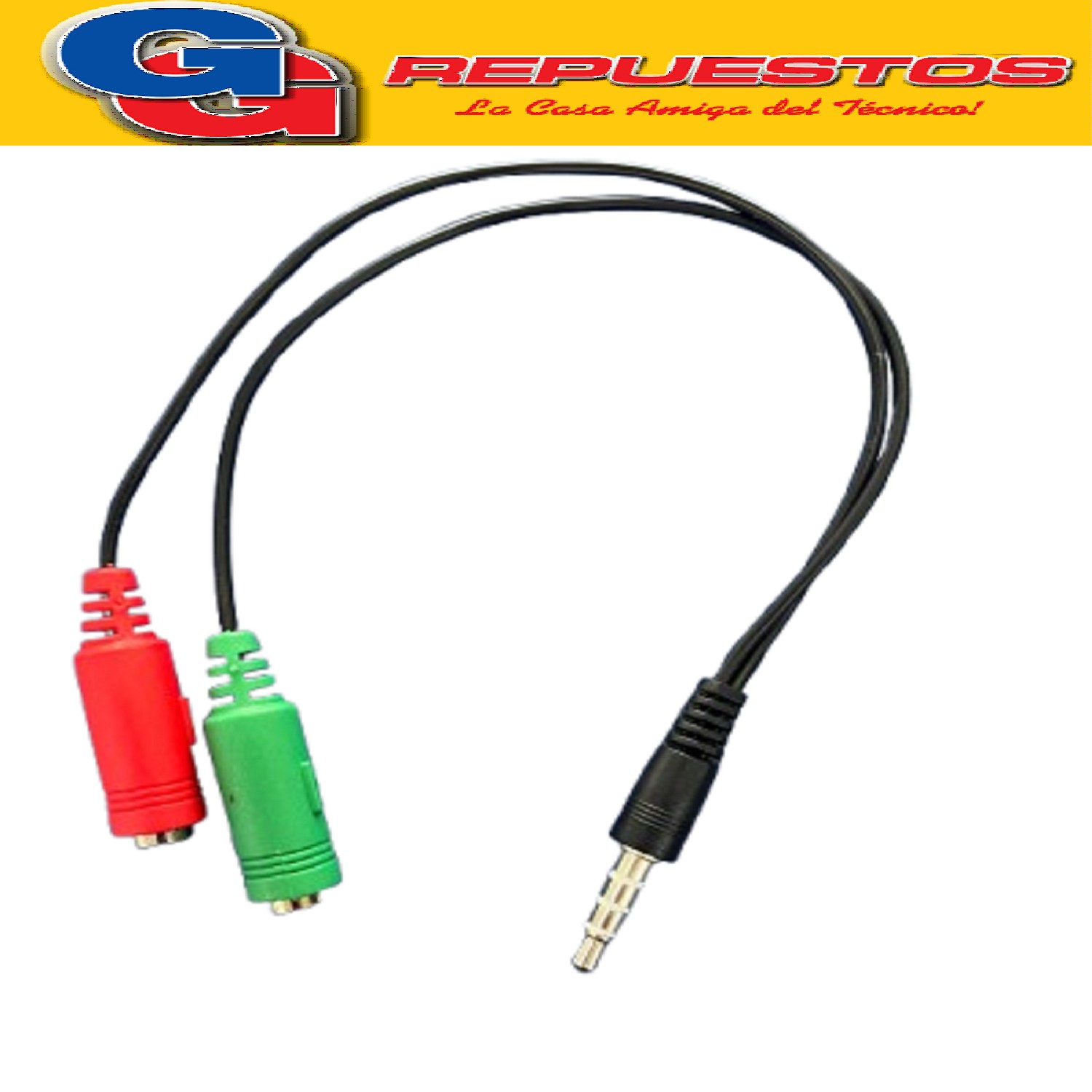 ADAPTADOR MINI PLUG AUXILIAR 3.5 A MICROFONO Y AURICULAR PC