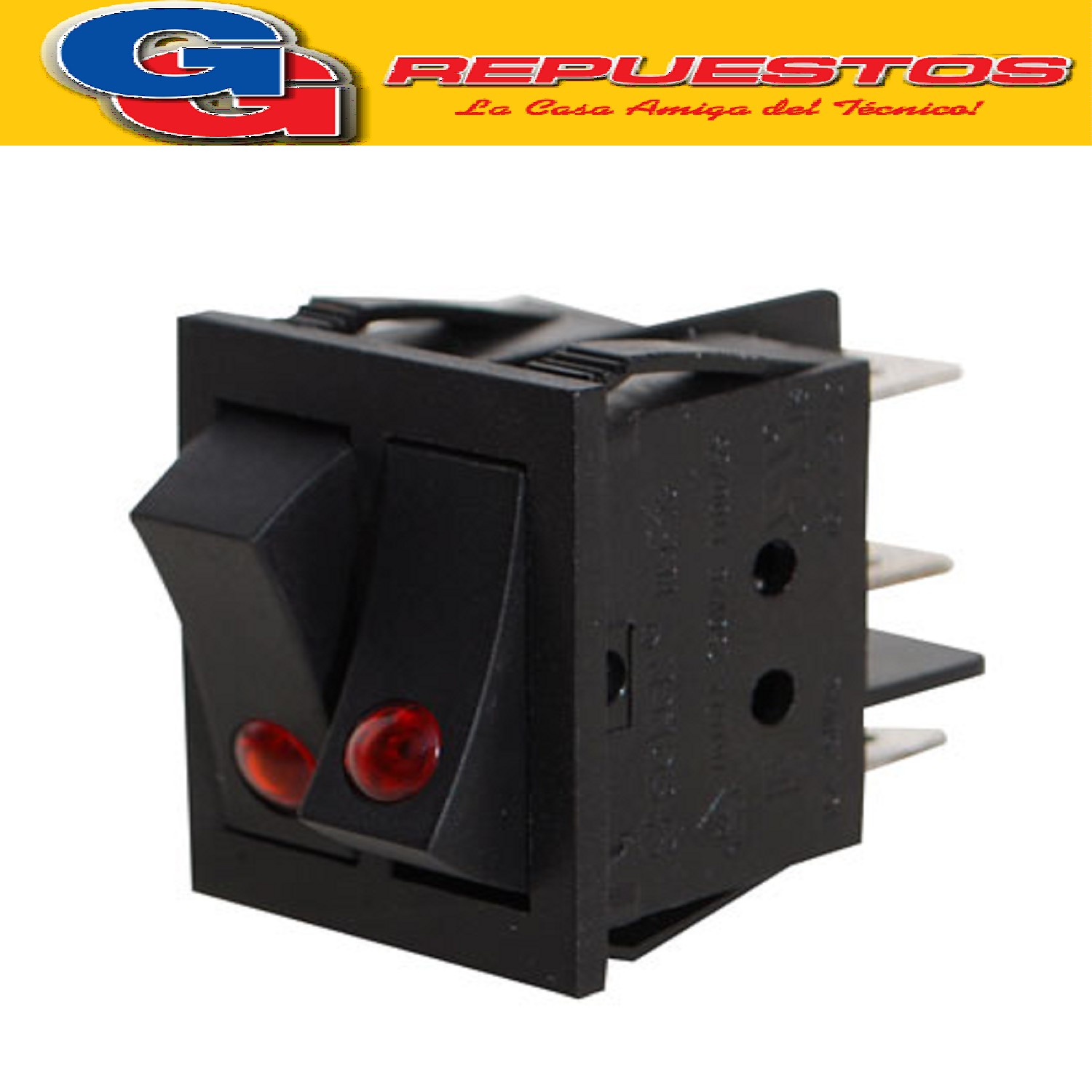 LLAVE INTERRUPTOR DOBLE CON LUZ RK1-23 PARA CONVECTOR TURBOCALEFACTOR ESTUFAS LILIANA COMPATIBLE CON LOS MODELOS CFB17 / CNN17 / CNG17 / PPV300 / TCV100 / C-DB01 / C-TH / CNWB01 / GARCN01 / PVWB02 / CNWB06 6 CONTACTOS BIPOLAR