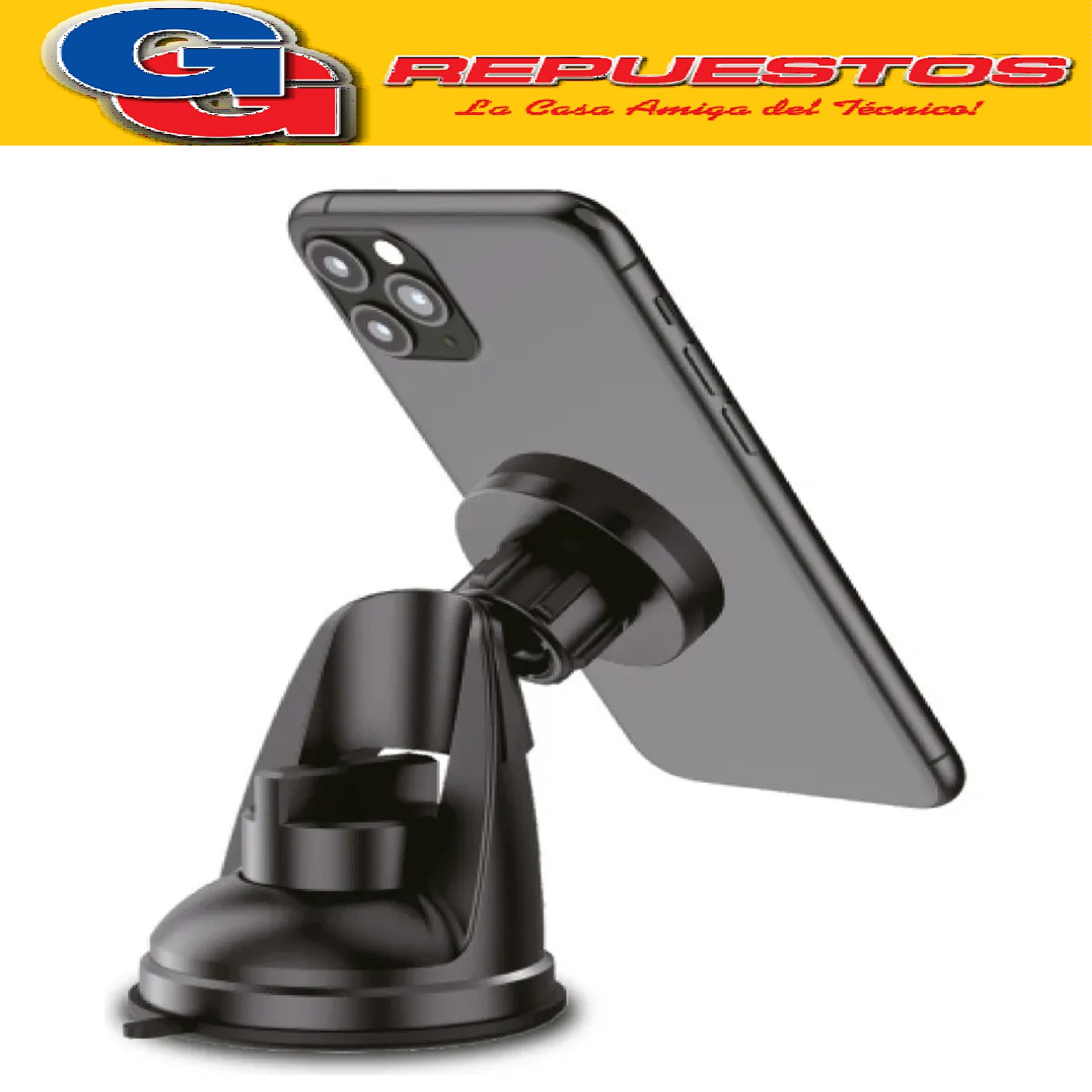 SOPORTE CELULAR UNIVERSAL PARA AUTO MAGNETICO SOUL  SOP-Q250 CONJUNTO Sopapa Y Rejilla 360º Color Negro 2 EN 1 