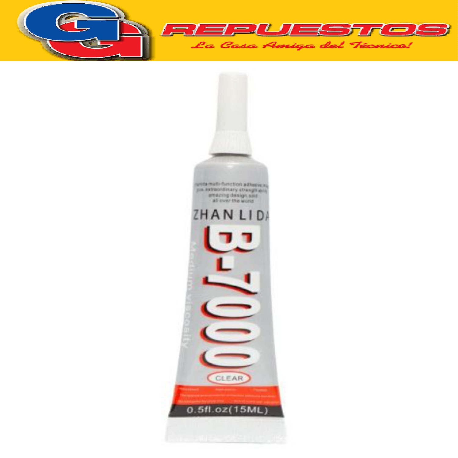 PEGAMENTO ZHANLIDA B-7000 TRANSPARENTE  15ML PARA REPARACION DE CELULARES