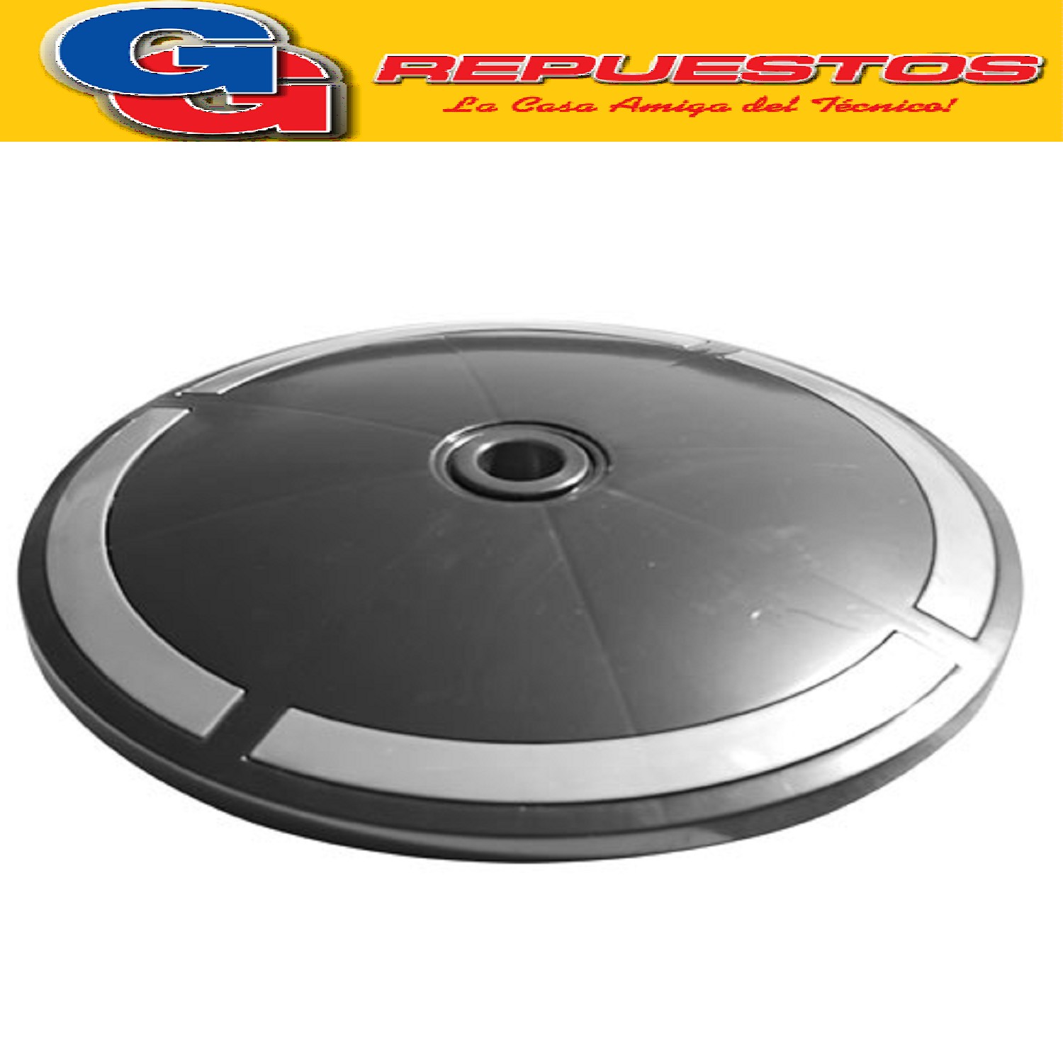 PIE BASE DE COLOR NEGRO CON 4 LINEAS GRIS PARA VENTILADOR LILIANA COMPATIBLE CON LOS MODELOS VPRN20 / VPTC20 / VPCD20 / VPTCM2016 / VPM2016 / VPC22 / VPD20R / VPD18R / VPC20B / VPC18B / VPC18M / VPM2016CB DIAMETRO TOTAL 54,2CM DIAMETRO DE CALSE PARA EL BARRAL 4.9CM 6,5CM DE ALTO