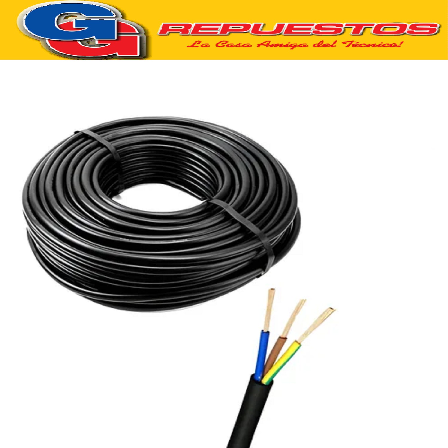 CABLE TPR TIPO TALLER 3 X 2.50mm POR METRO (ENVAIANADO) ECON OMICO
