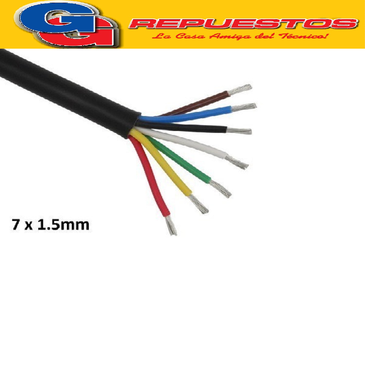 CABLE TPR TIPO TALLER 7 X 1.50mm POR METRO (ENVAINADO) ECOMO MICO