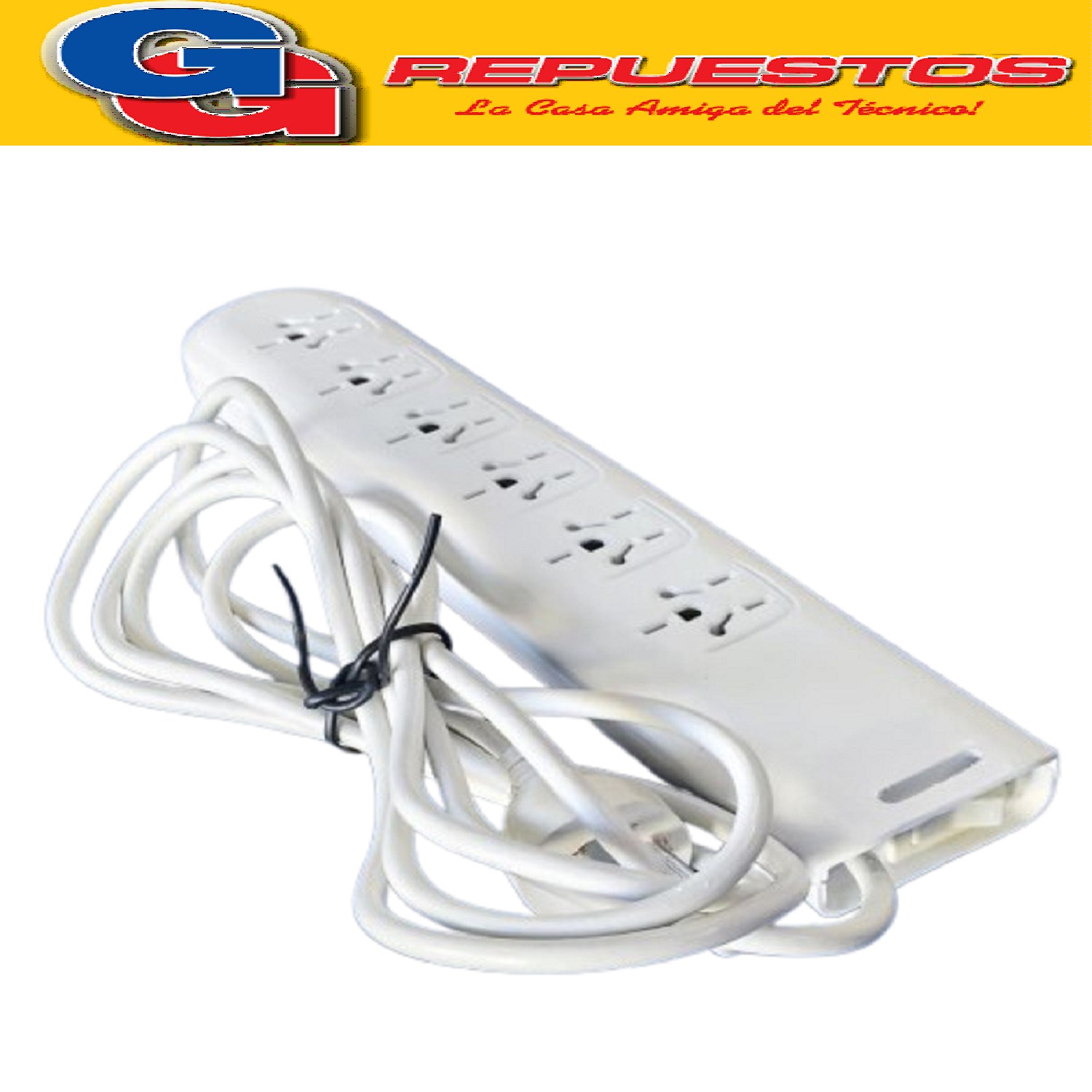 PROLONGADOR ZAPATILLA DE 6 TOMAS Y 3MTS CON LLAVE