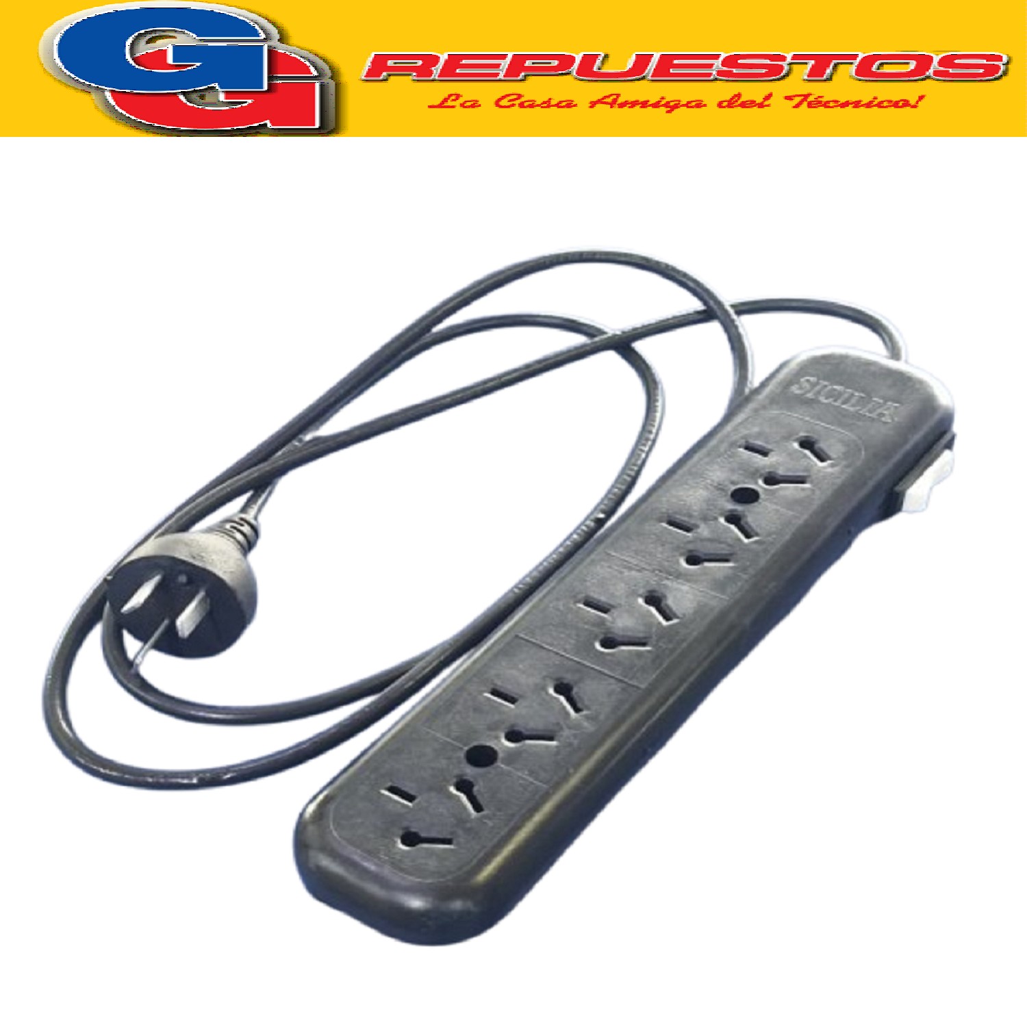 PROLONGADOR ZAPATILLA DE 5 TOMAS Y 1.5MTS CON LLAVE NEGRO