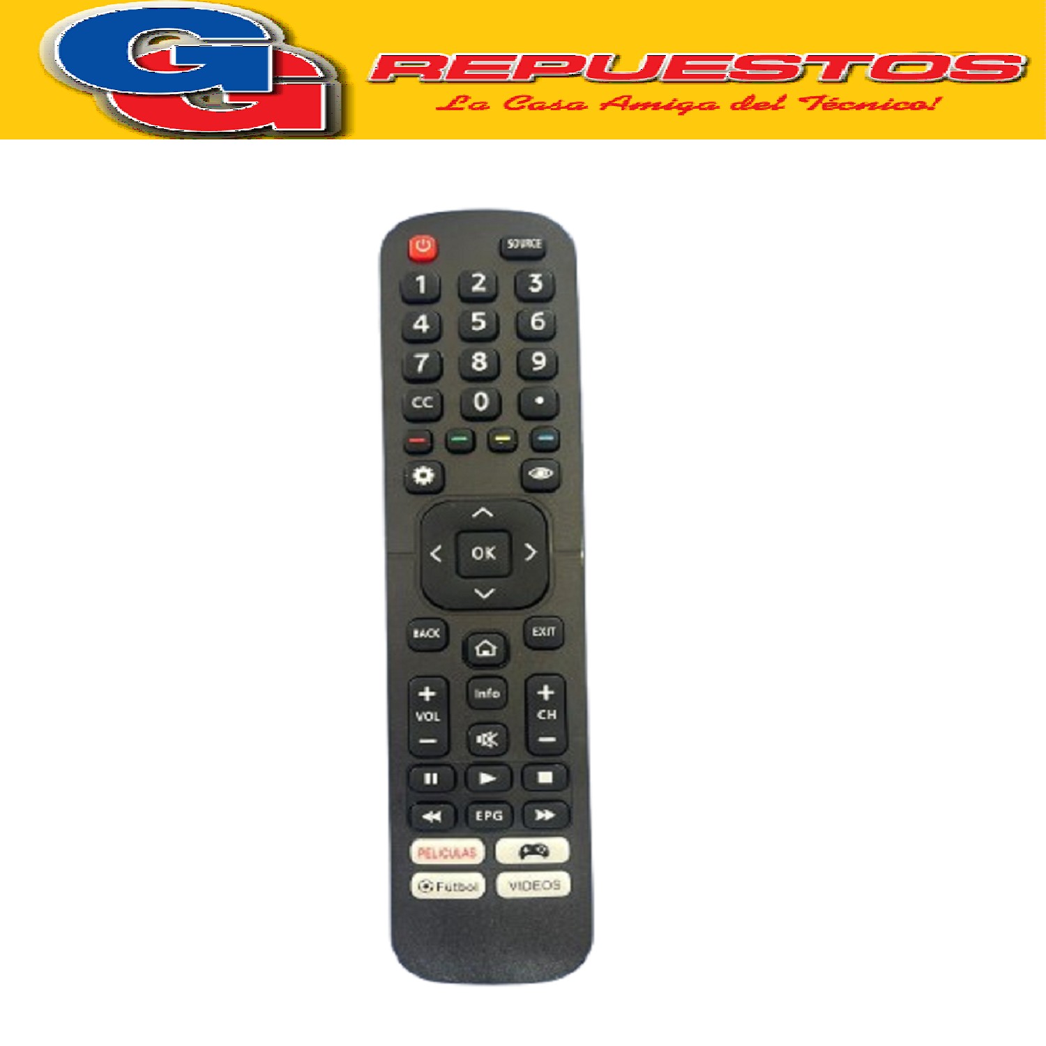 CONTROL REMOTO COMPATIBLE HISENSE-TOP 
HOUSE-NOBLEX-HITACHI