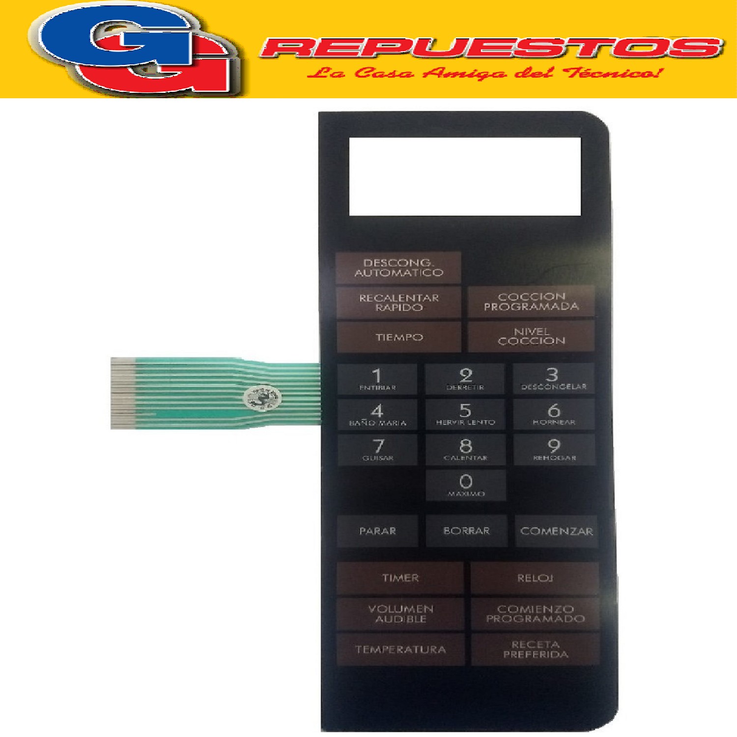 TECLADO MICROONDAS BGH 16600 (PANEL) MD010