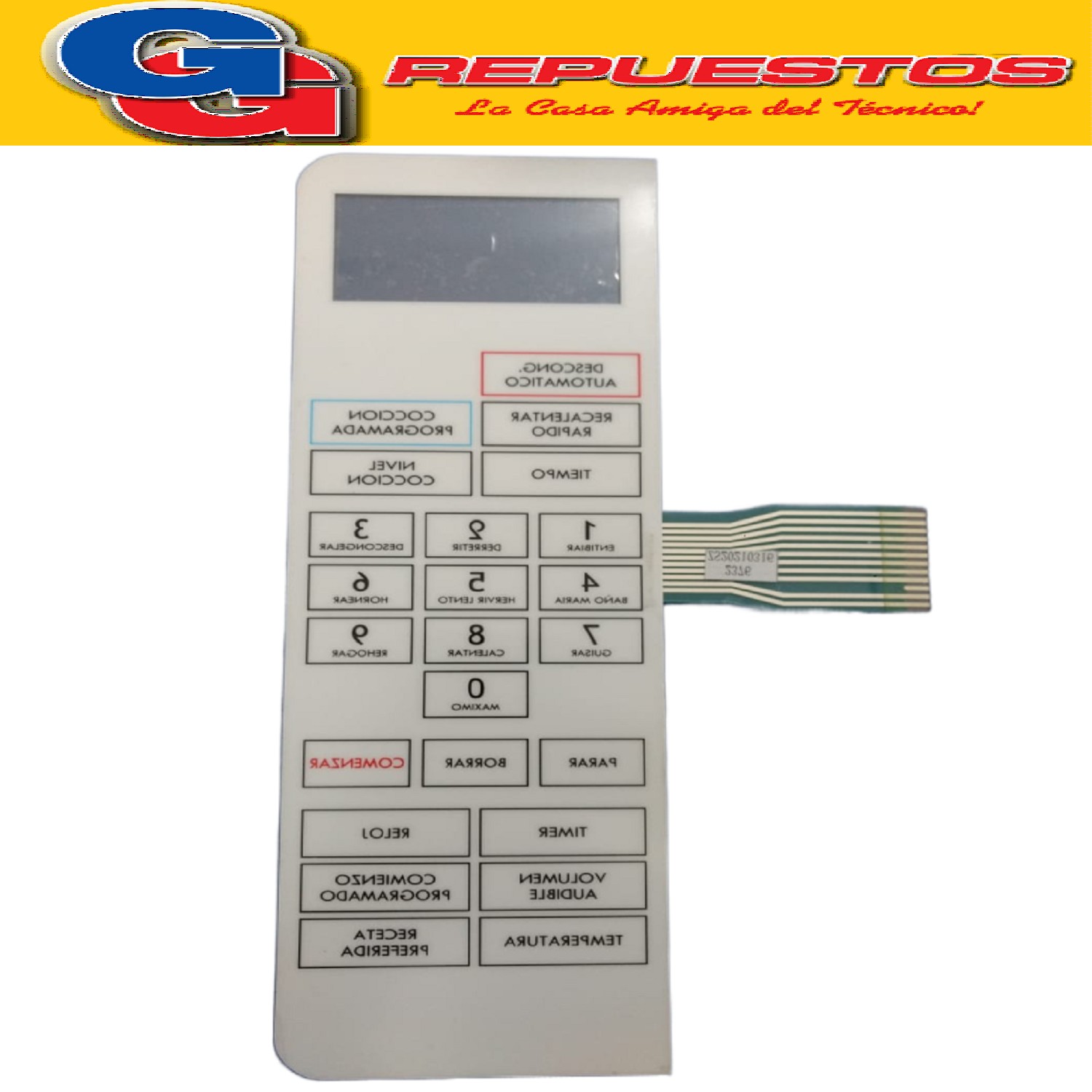 TECLADO MICROONDAS BGH 16650 (PANEL) MD009