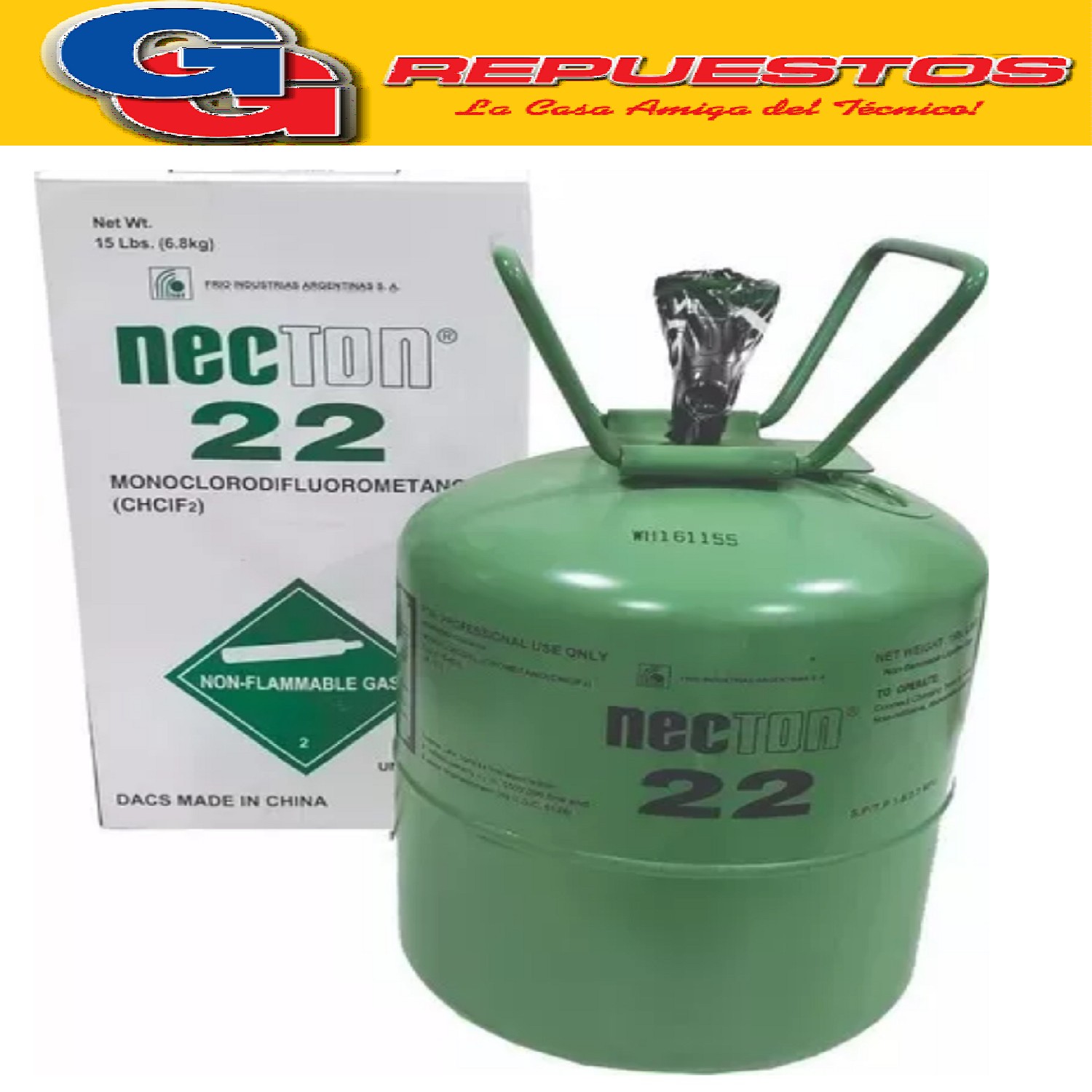 GARRAFA GAS R22 6.8 KG PURO NECTON 