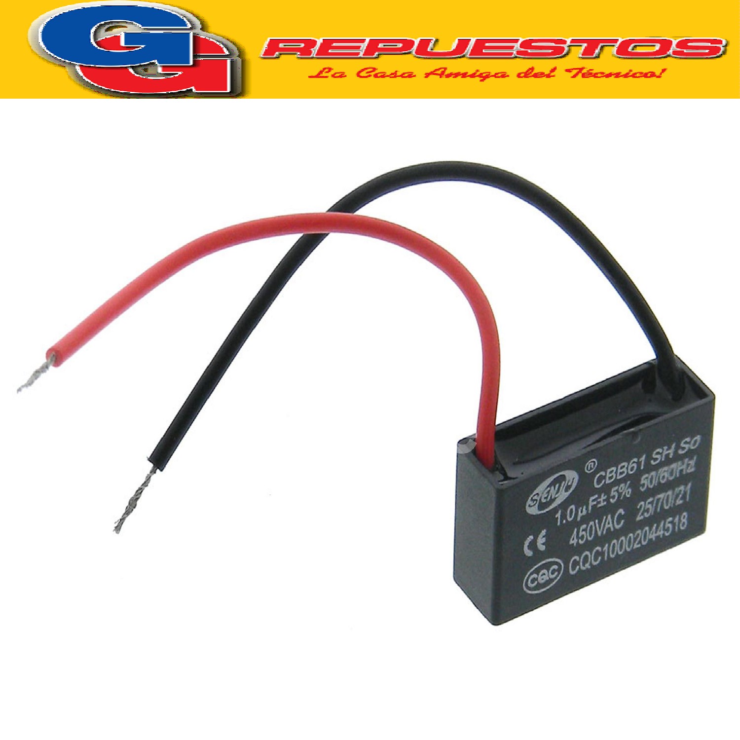 CAPACITOR 1.0 uF X 450V CUADRADO CON CABLES