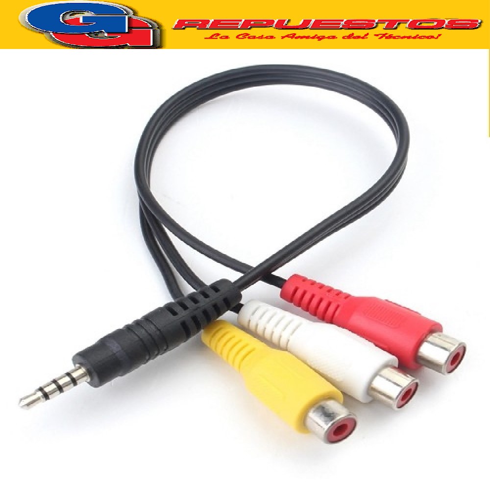 CABLE AUXILIAR PLUG/JACK/RCA (ESTEREO/VIDEO) 3.5M A 3RCA HEM BRA - CORTO -   ENTRADA AUDIO Y VIDEO LCD LED SMART