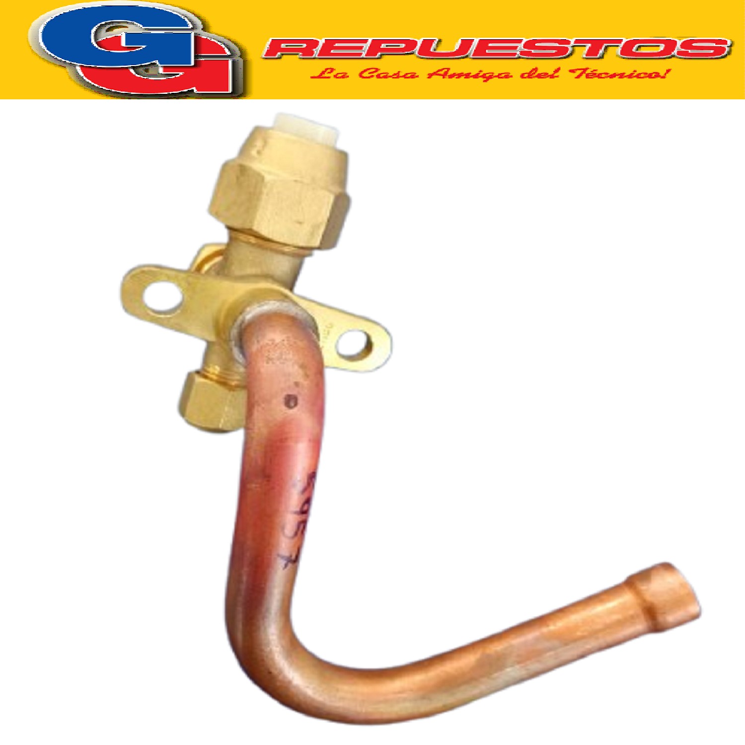 ROBINETE LLAVE SERVICIO PARA SPLIT 1/2 EN BRONCE CON VALVULA DE CARGA CURVA R22