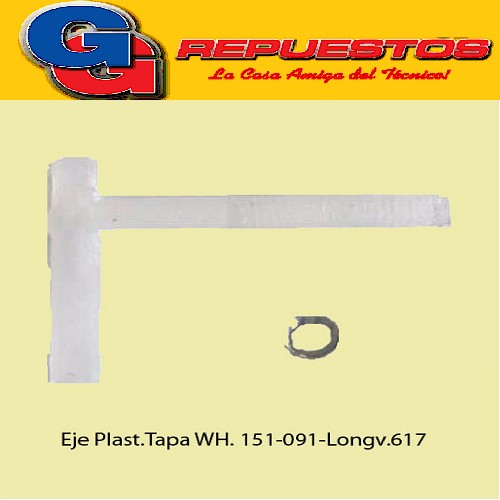 BISAGRA/EJE PLASTICO P/TAPA INTERIOR WHIRLPOOL AWG151 -AWG152-AWH091/N.Est.-LONGVIE 617-COVENTRY 400 (PERNO CON FORMA DE T )