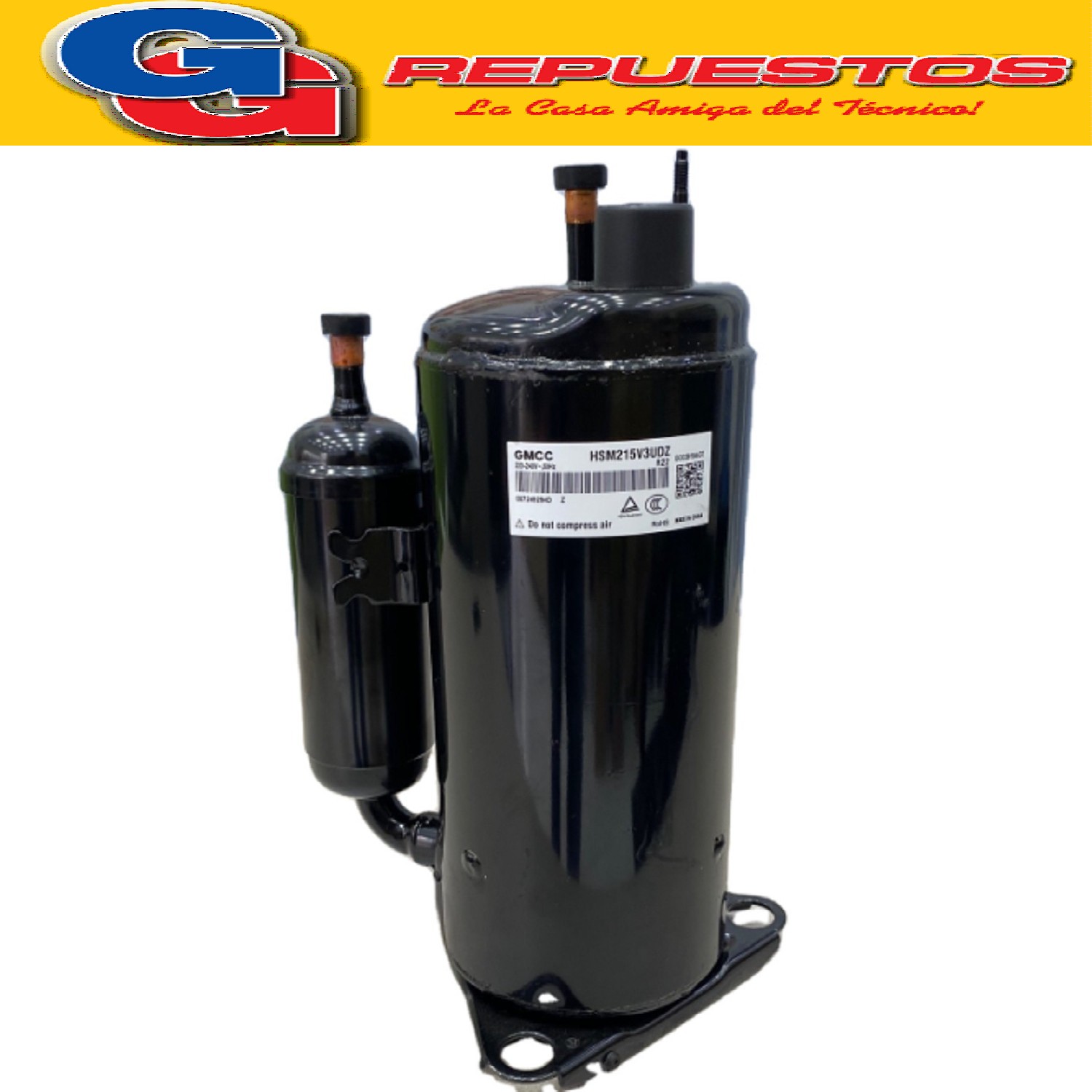 COMPRESOR 2250 FRIGORIAS ROTATIVO R22 HSM165V1UFZ 0.85 HP ,  ALTURA TOTAL 31 CM