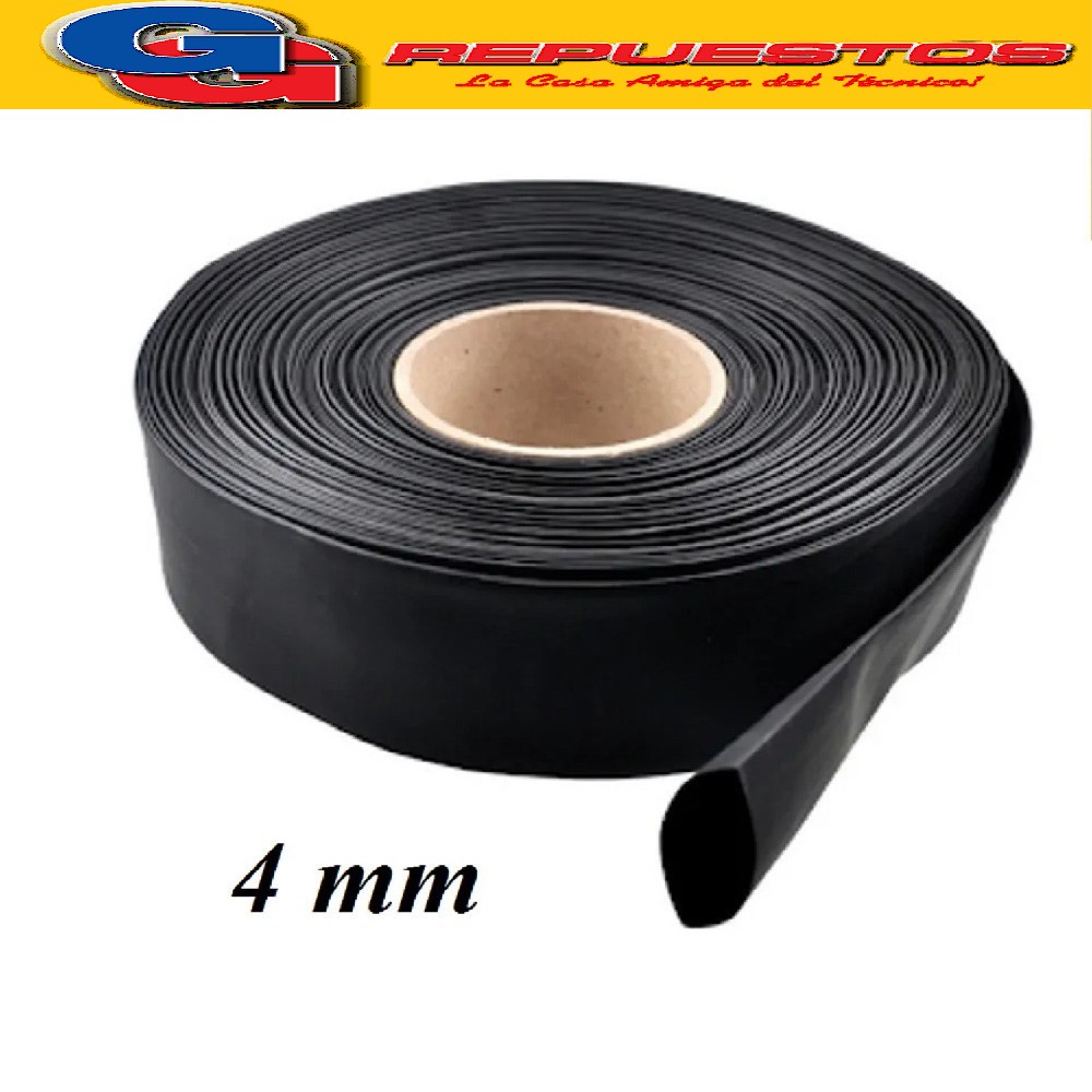 SPAGUETTI TERMOCONTRAIBLE 4MM NEGRO SE CONTRAE HASTA 2MM  X  METRO