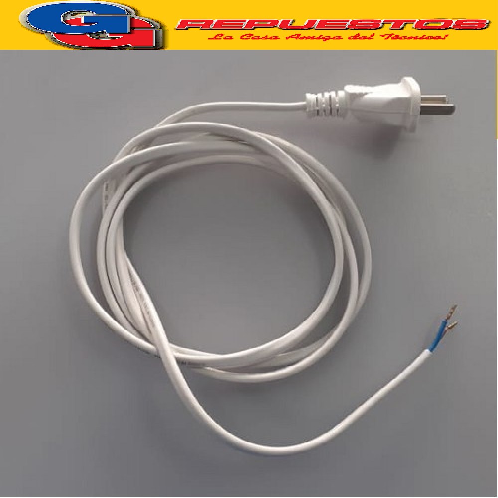 CABLE DE LINEA ALIMENTACION BIPOLAR CON FICHA Y TERMINALES   2 mt x 0.50mm BLANCO