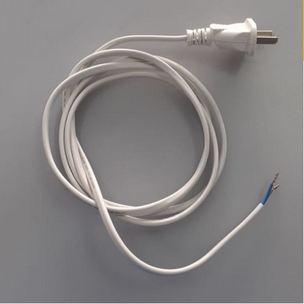 CABLE DE LINEA ALIMENTACION BIPOLAR CON FICHA Y TERMINALES 2 mt x 0.50mm BLANCO