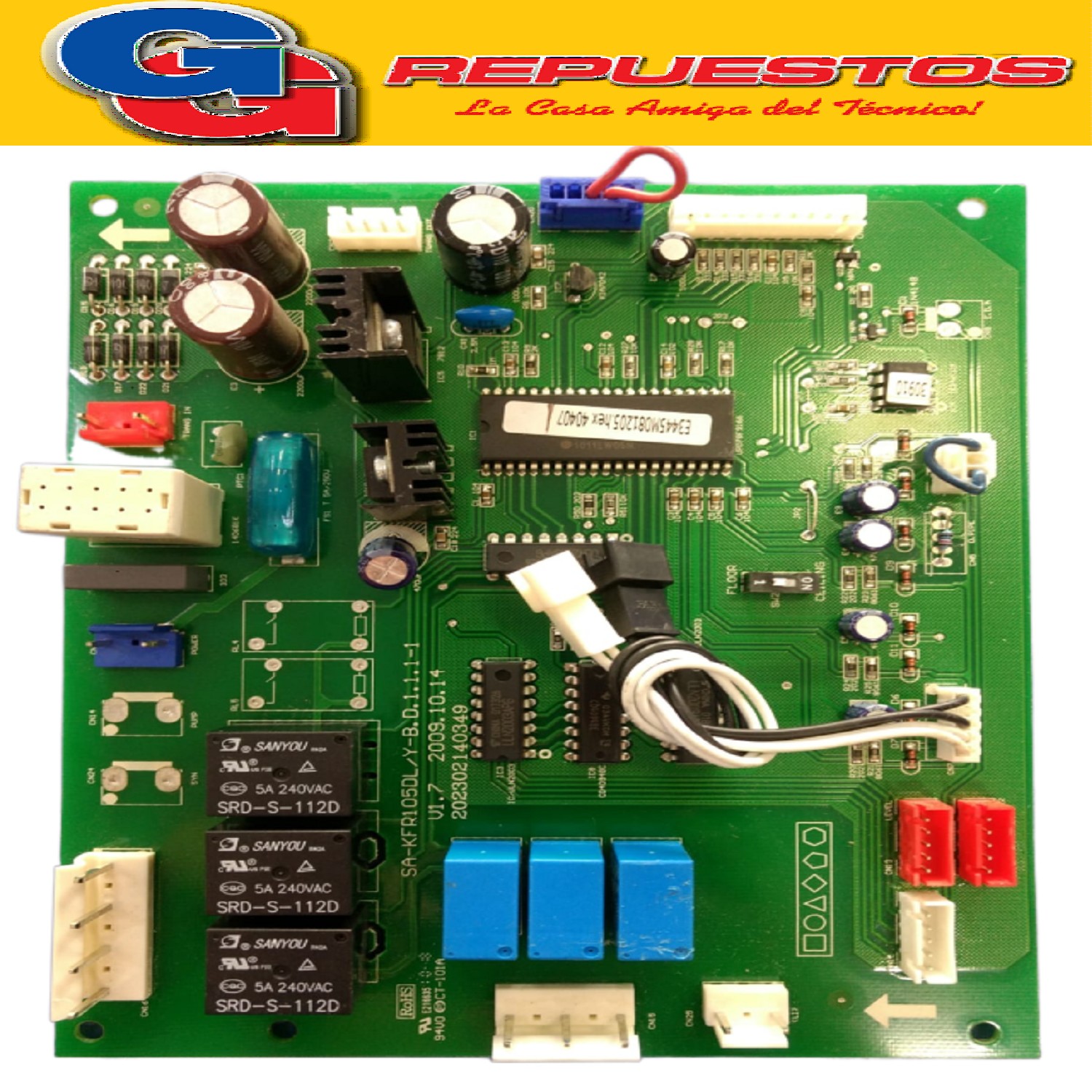 PLAQUETA ORIGINAL AIRE ACONDICIONADO SPLIT (SA-KFR105DL/Y-B  D.1.1.1-1 V1.7 / V2.3)