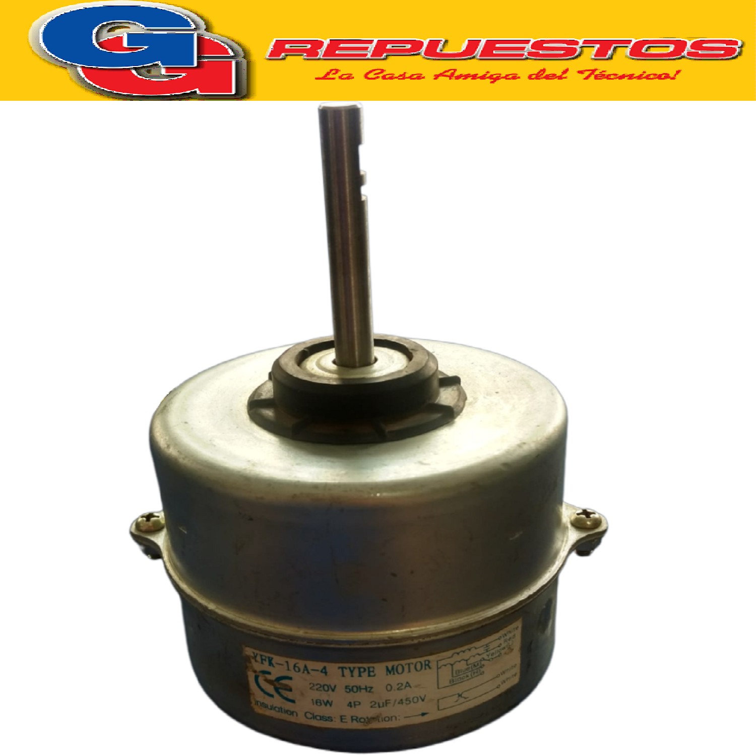 FORZADOR MOTOR EVAPORADOR AIRE ACONDICIONADO SPLIT (YFK16A-4 ) ((16W 0.2A 4 POLOS CAP.2uf)) GIRO ANTI HORARIO //ALTO MOTOR 85mm - ANCHO MOTOR 85mm - LARGO EJE 55mm - DIAM. EJE 8mm//