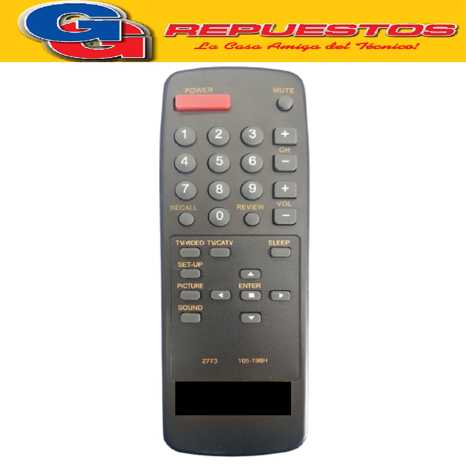 CONTROL REMOTO TV 105-198H LG GOLDSTAR HITACHI KENIA RANSER(2773)