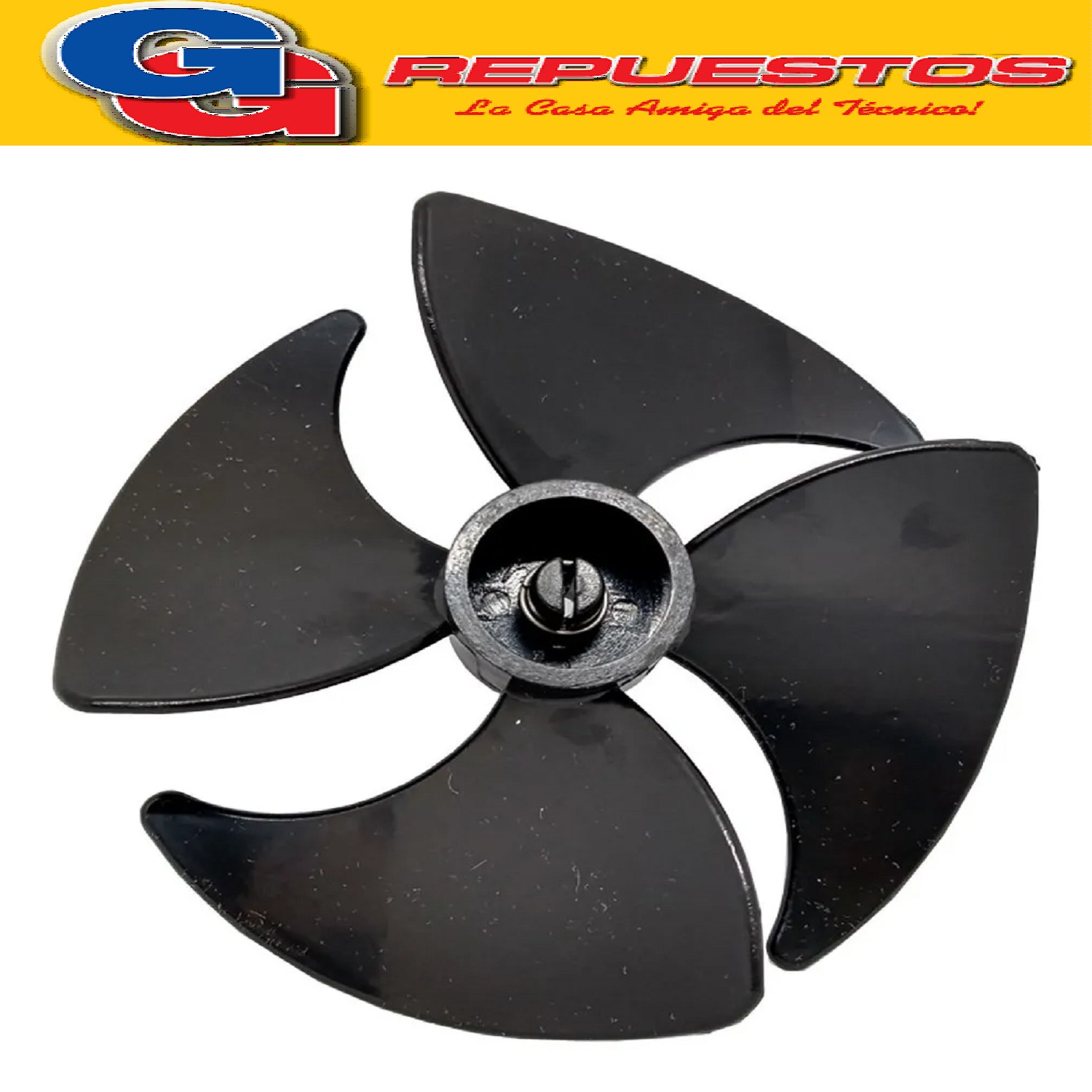 HELICE MOTOR 100MM VENTILADOR NEGRO PARA FORZADOR DE HELADER A NO FROST GIRO HORARIO DIEAMETRO DEL EJE 3MM GAFA 